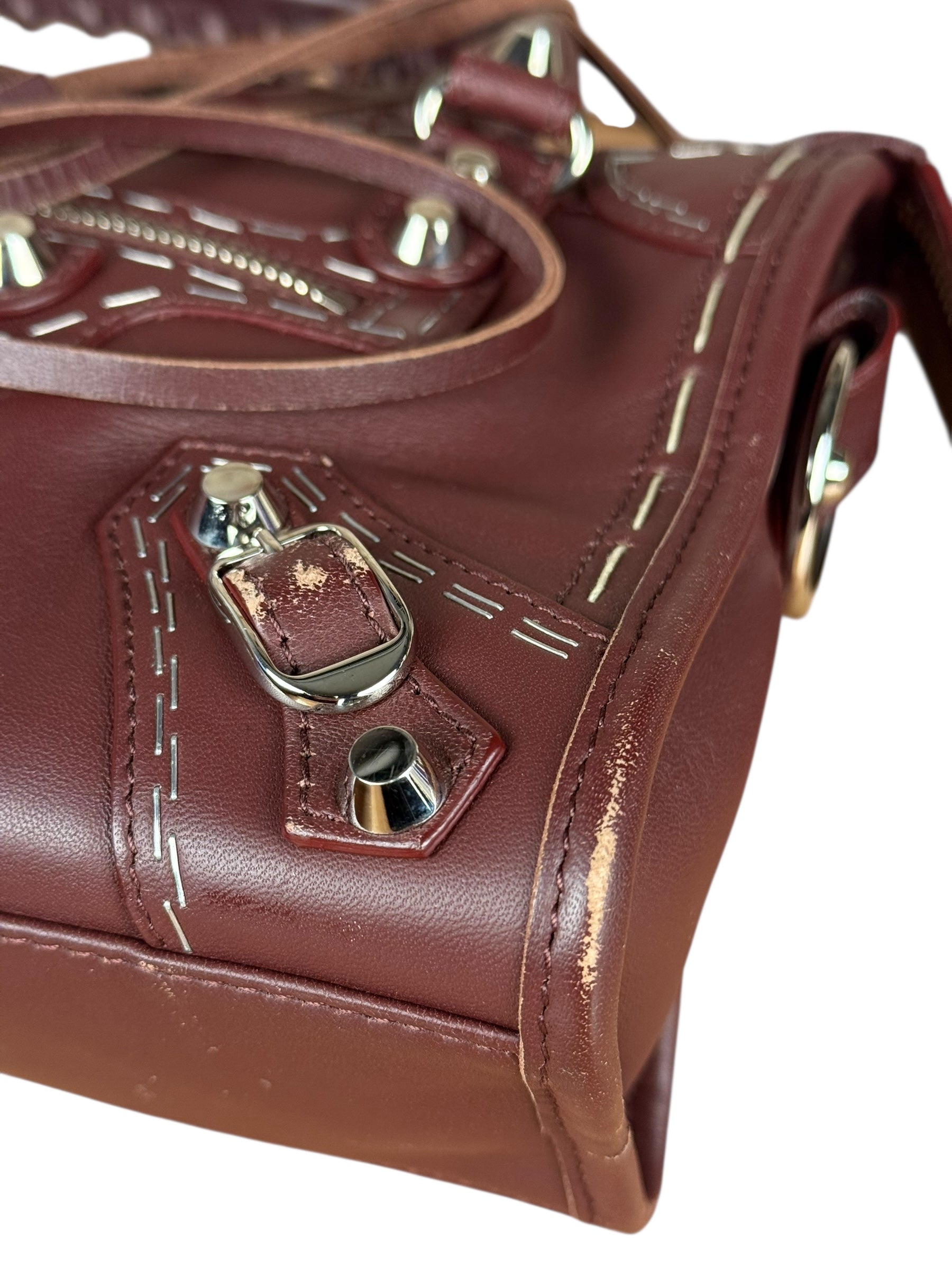 Balenciaga Burgundy Mini City Bag