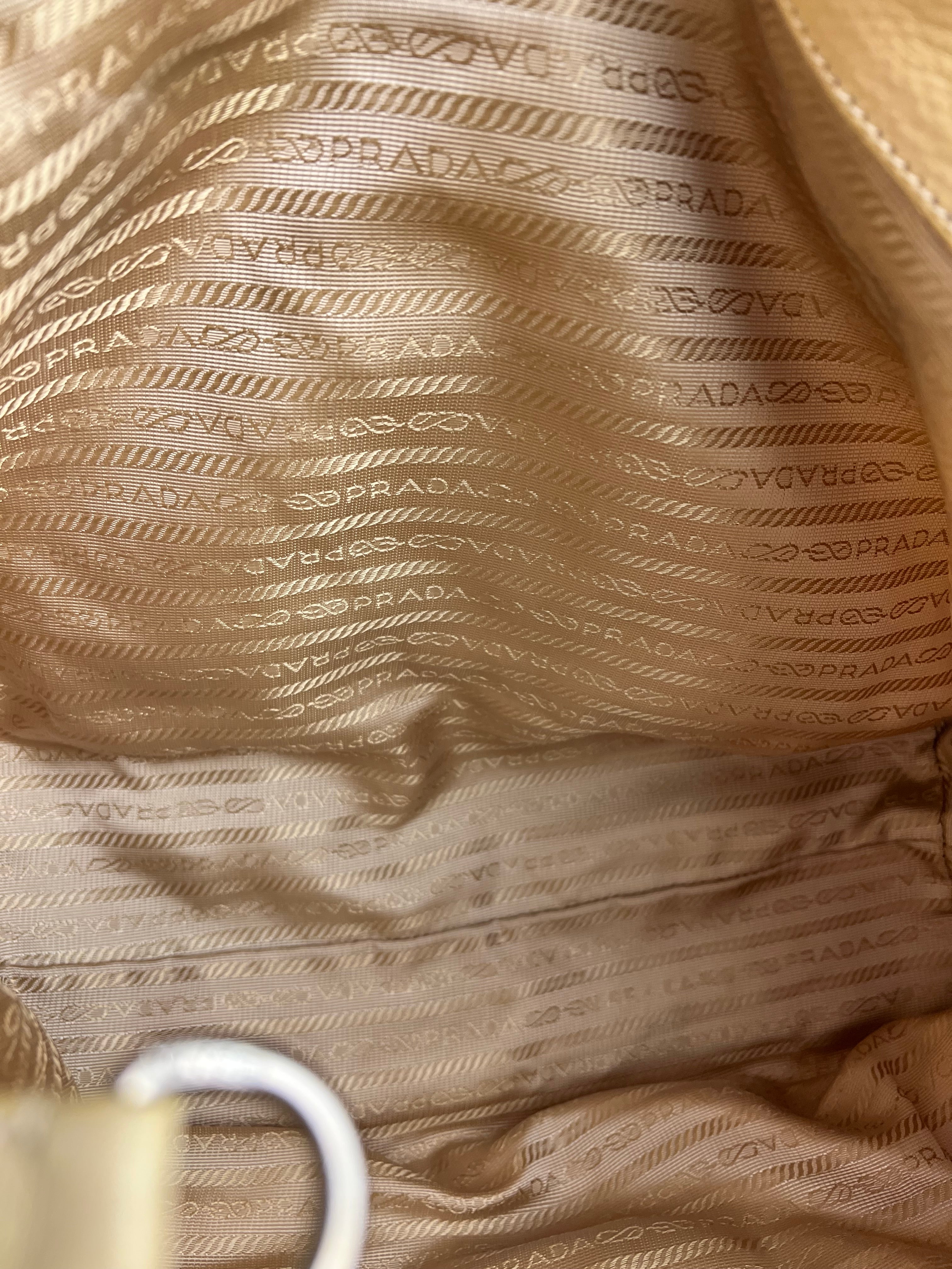 Prada Beige Nylon/Leather Shoulder Bag