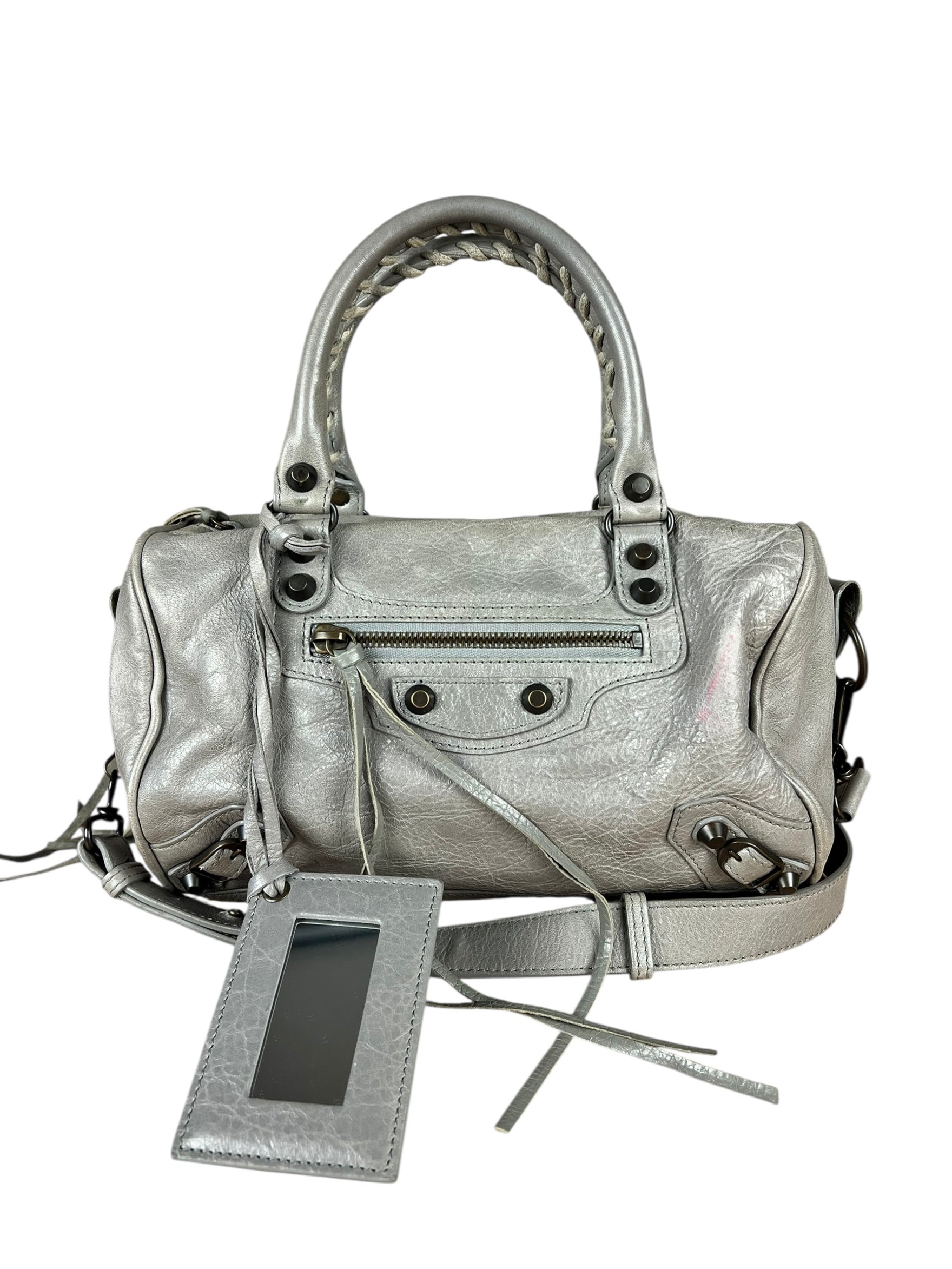 Balenciaga Mini Classic Leather City Bag Grey