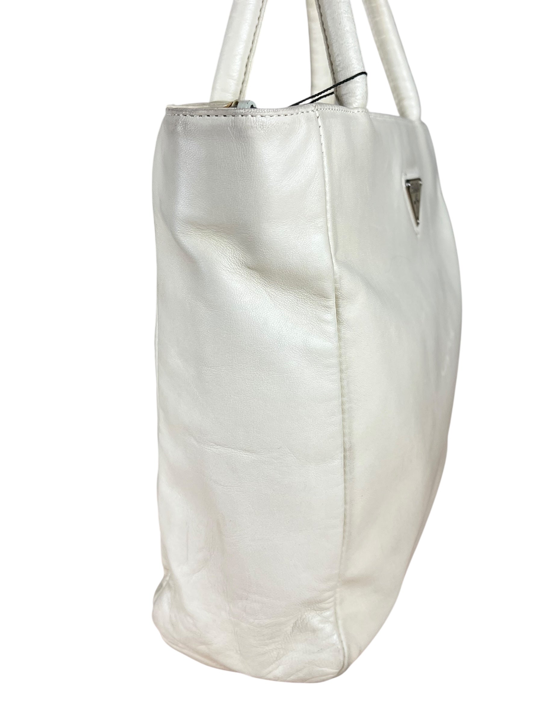 Prada Leather Tote Bag Beige/Ivory