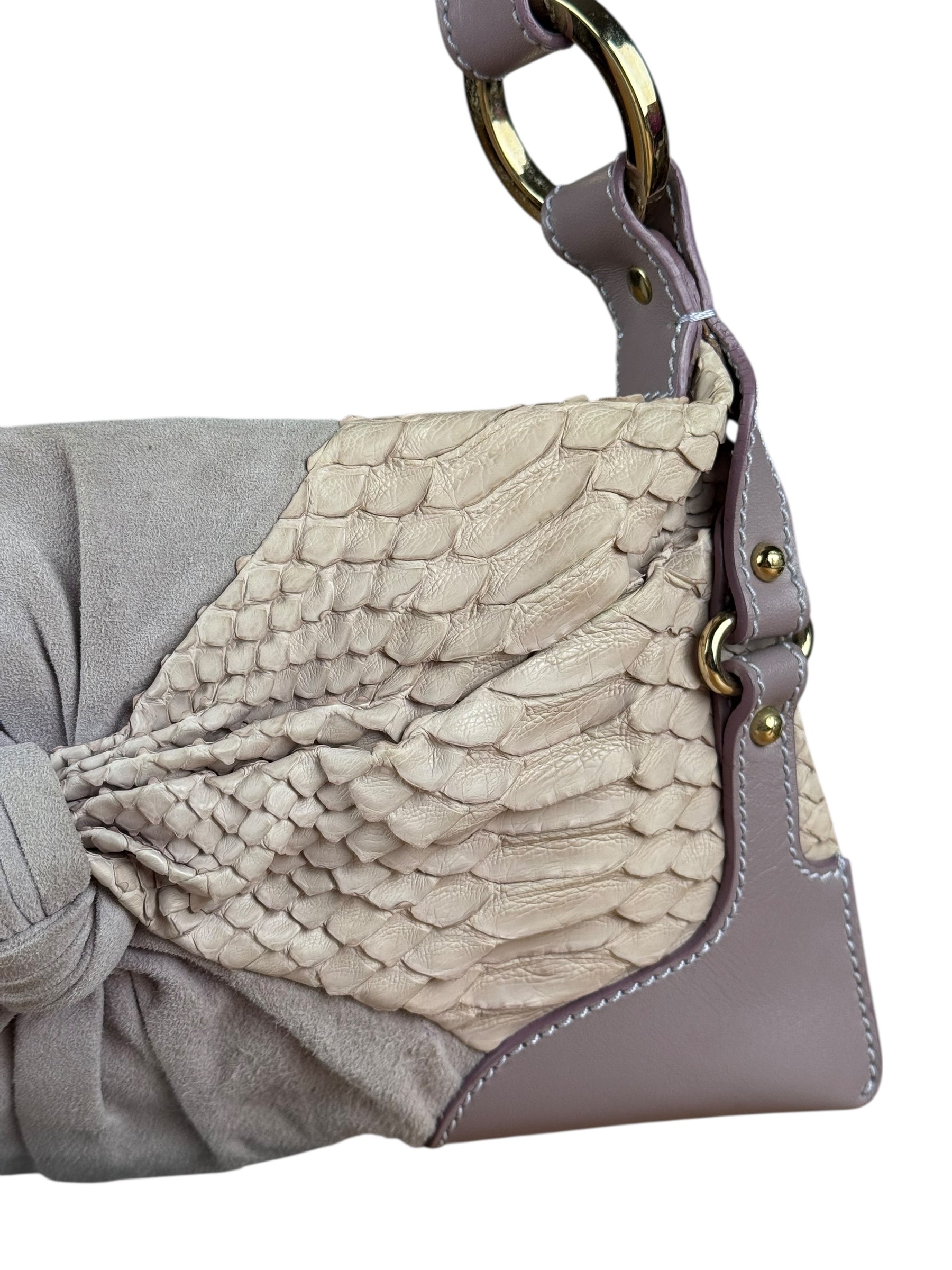 Fendi Lavender Python & Suede Pochette