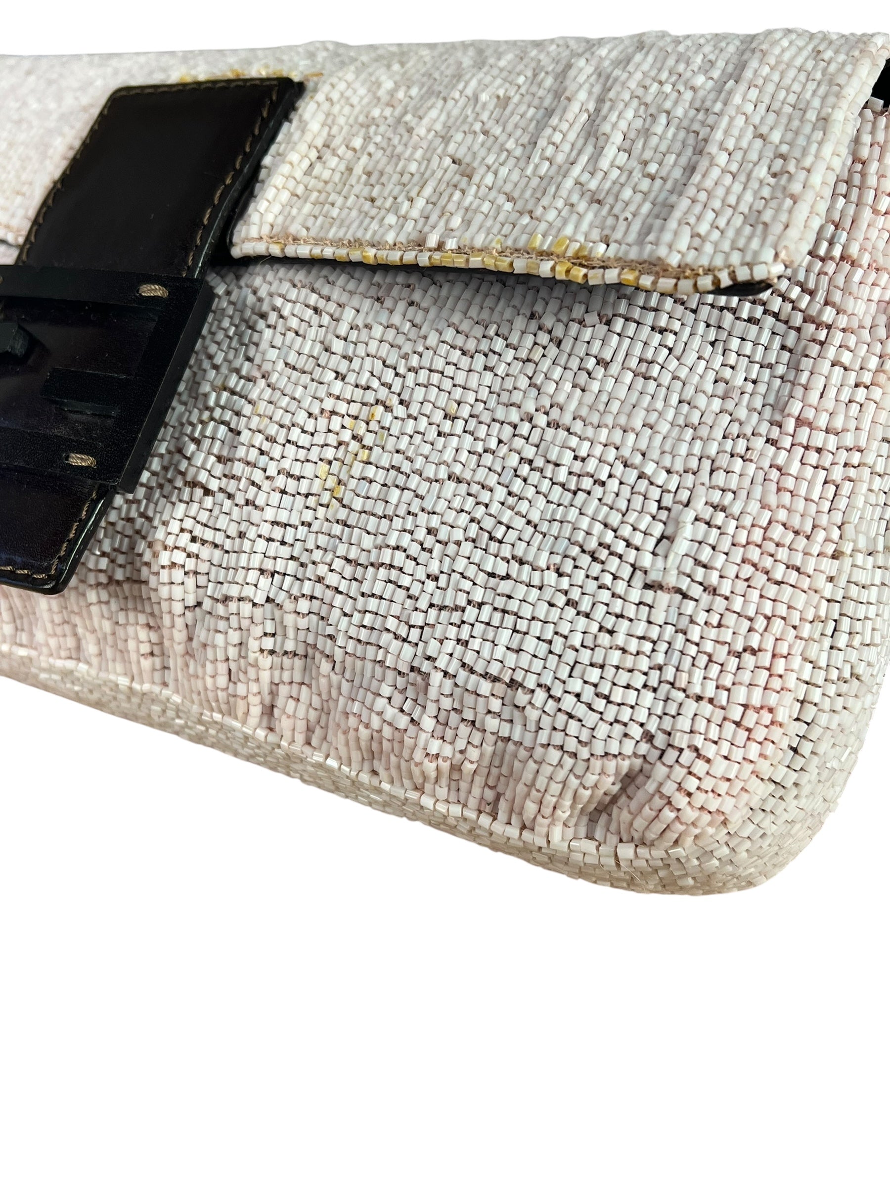Fendi Pelle Rosa Beaded Baguette