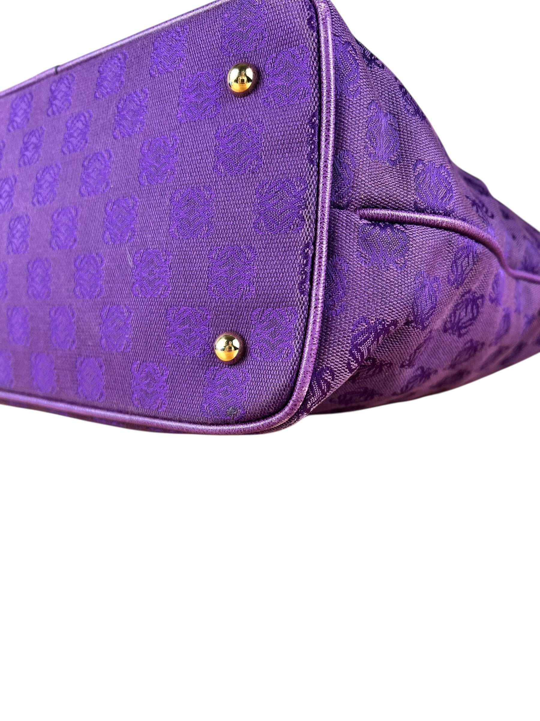 Loewe Vintage Purple Anagram Shoulder Tote