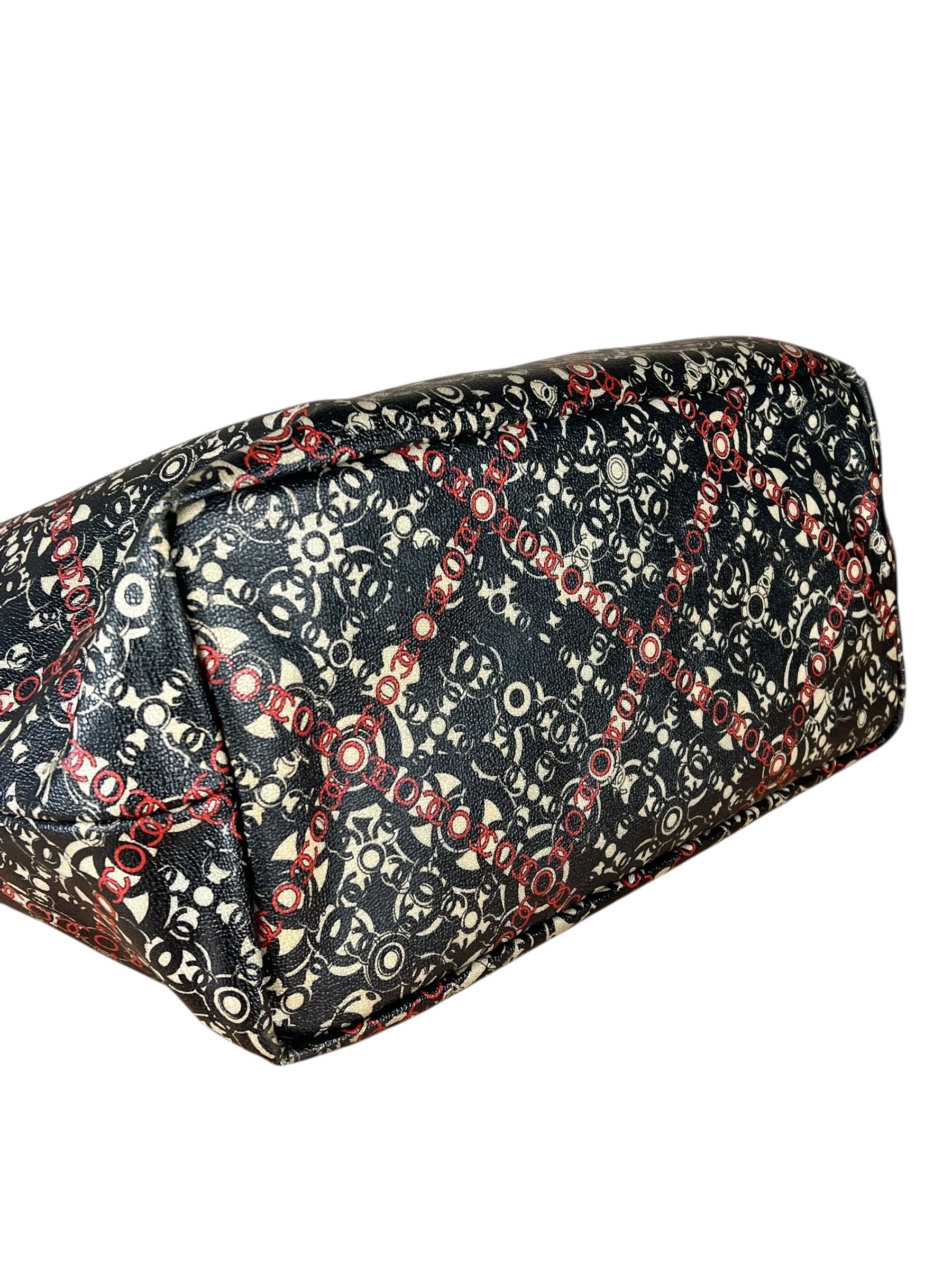 Chanel Optic Coco Chainlink Print Shoulder Tote