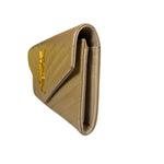 Saint Laurent Beige Grain de Poudre Chevron Long Wallet