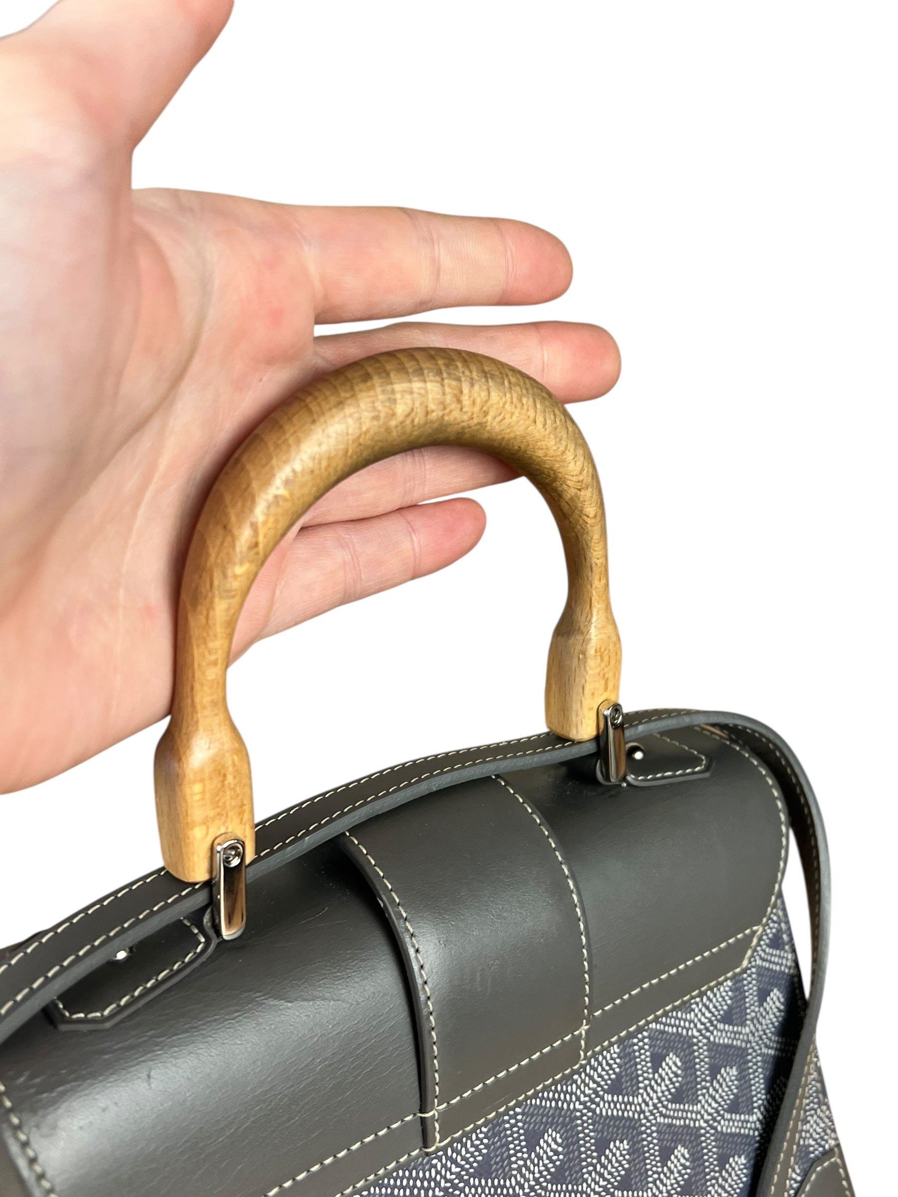 Goyard Mini Grey Goyardine Saigon Top Handle Bag