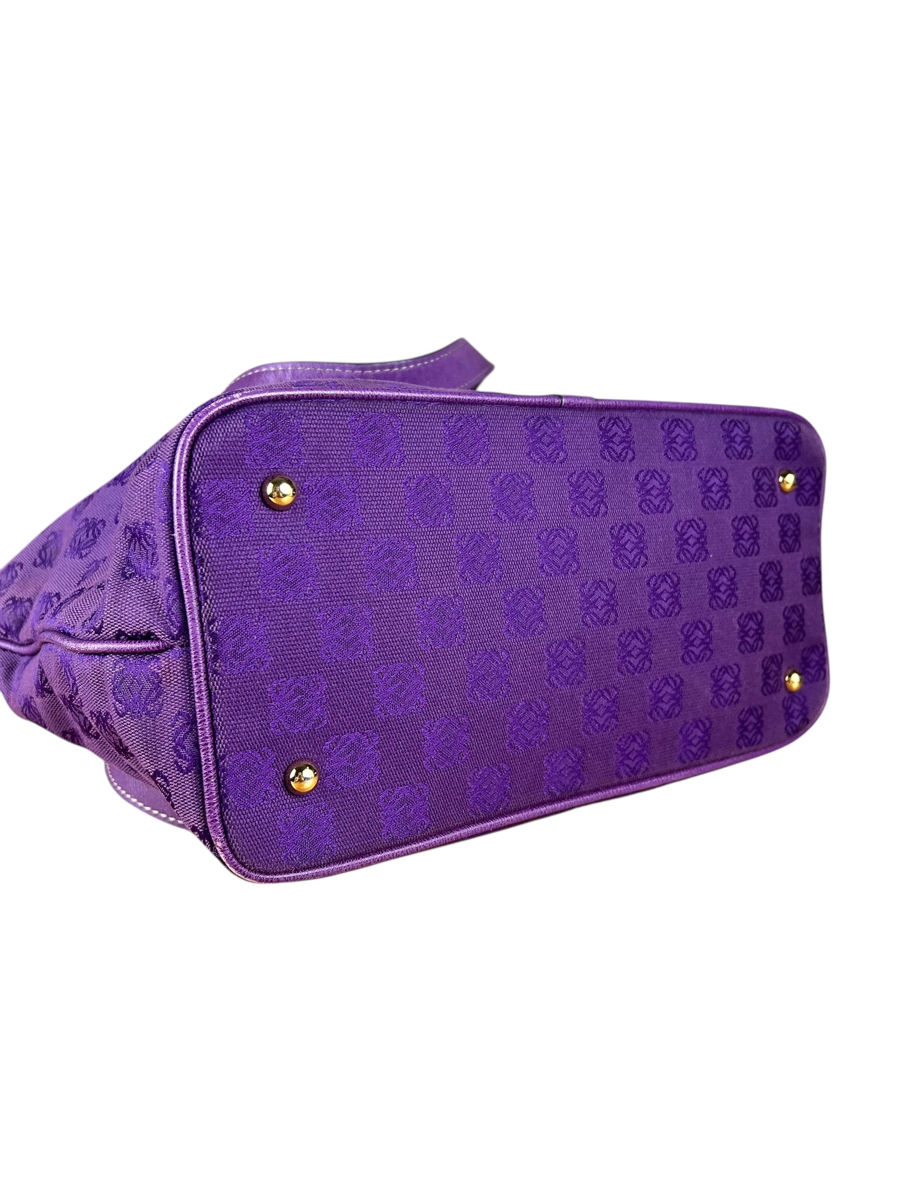 Loewe Vintage Purple Anagram Shoulder Tote