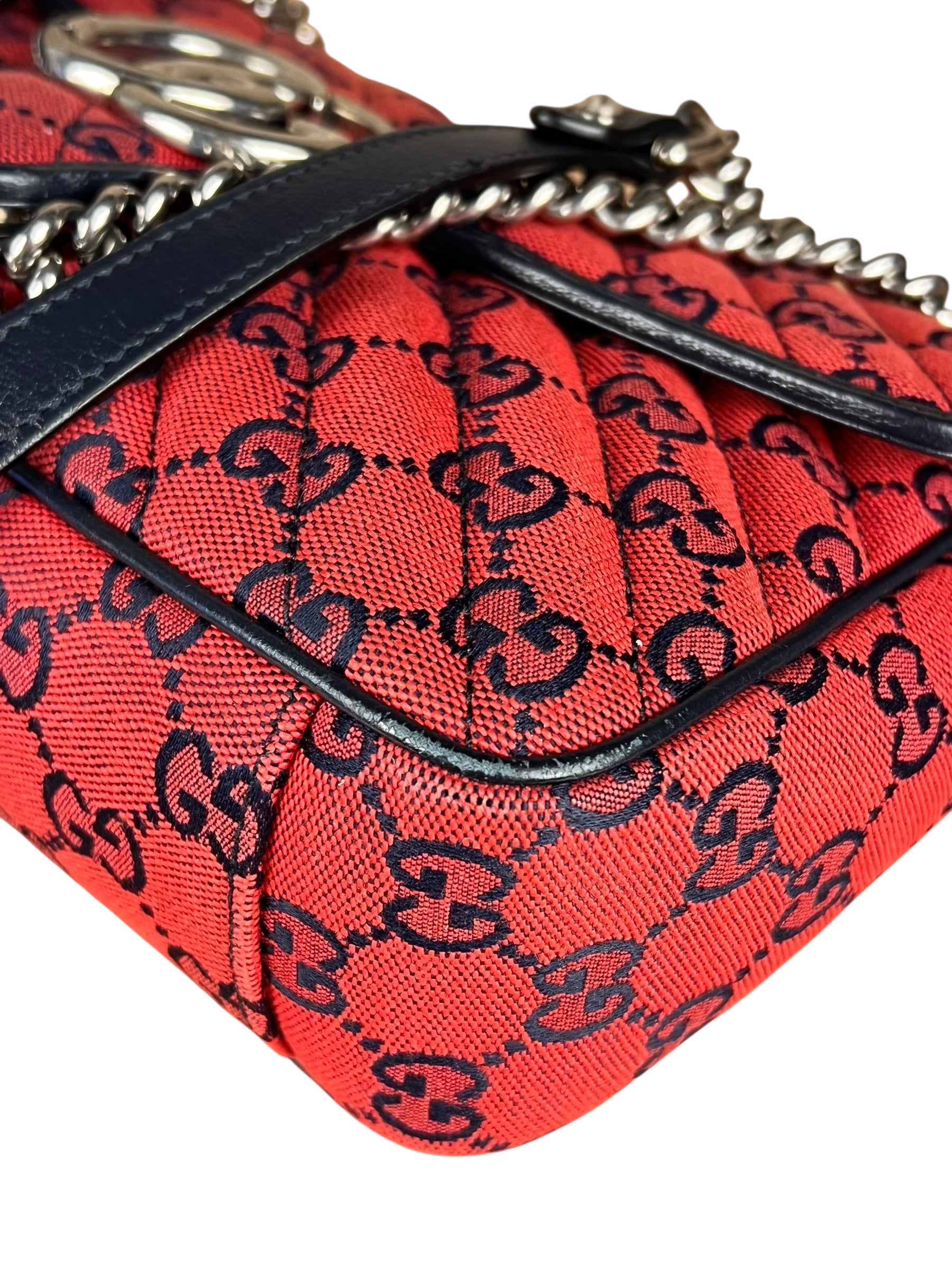 Gucci GG Red Marmont Flap Chain Shoulder Bag