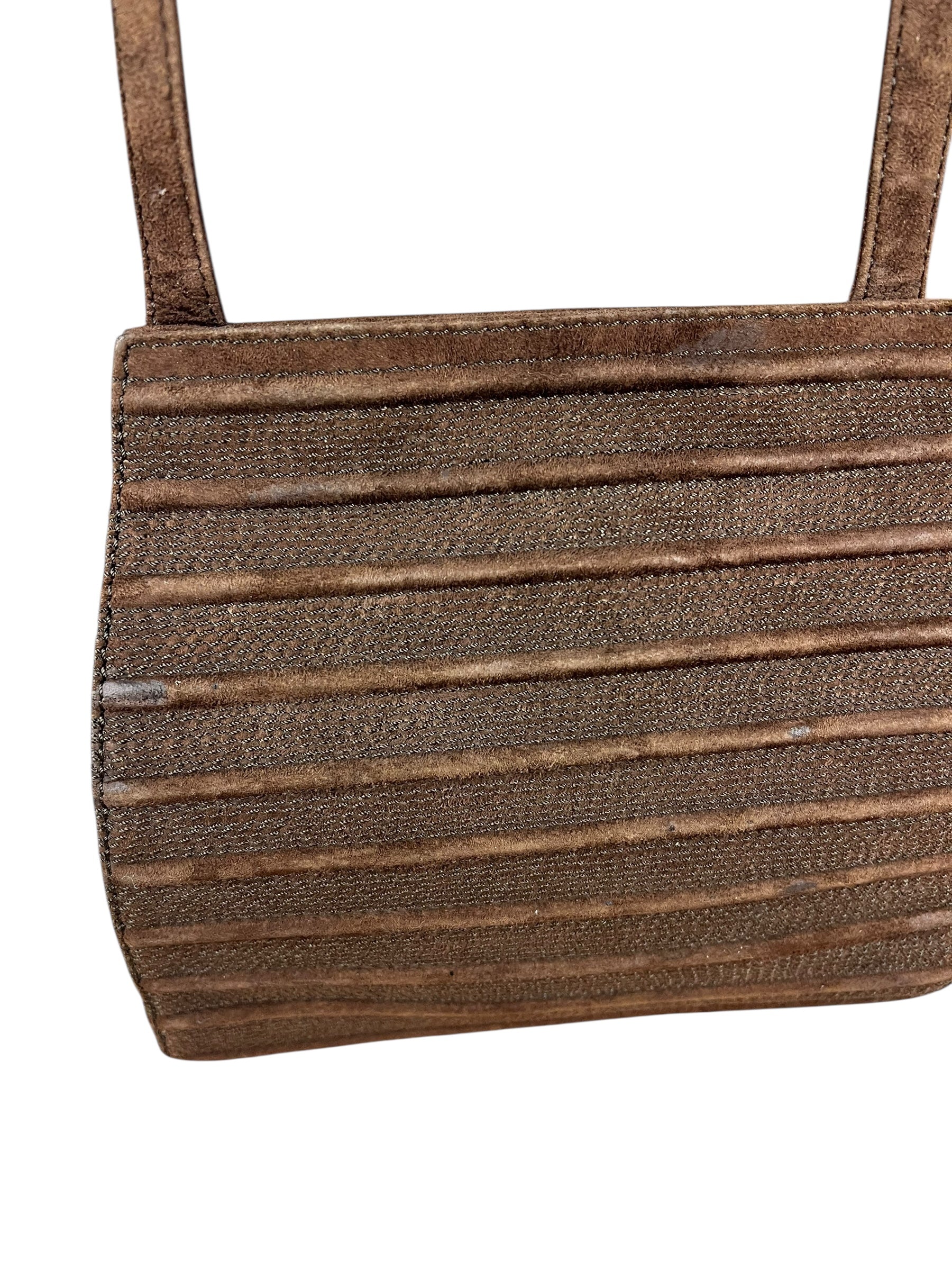 Loewe Vintage Striped Brown Suede Crossbody