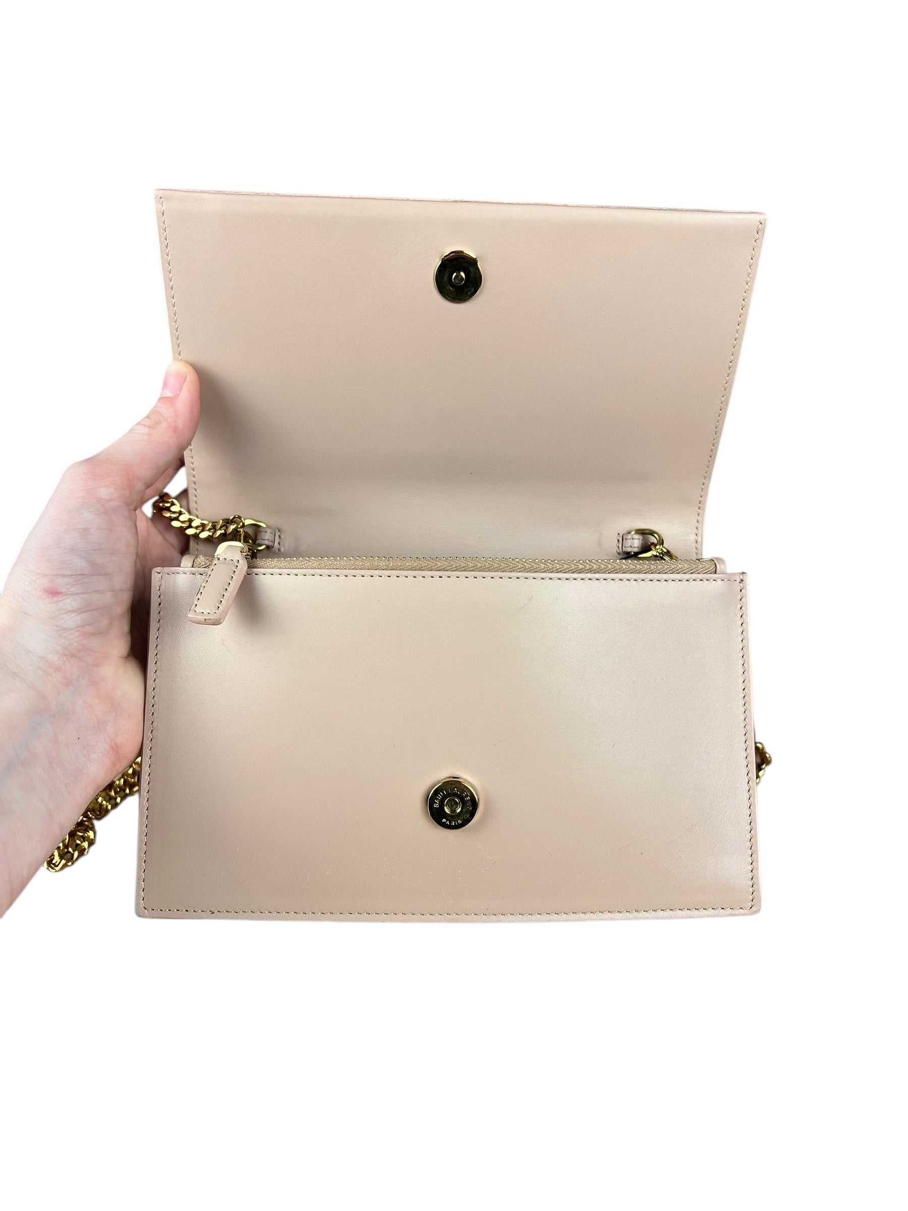 Saint Laurent Smooth Calfskin Monogram Kate Tassel Chain Pink