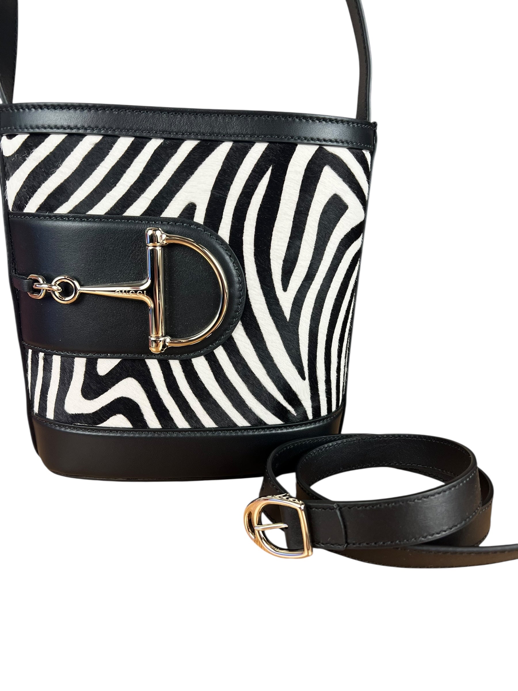 Gucci 73 Small Bucket Bag Zebra Print