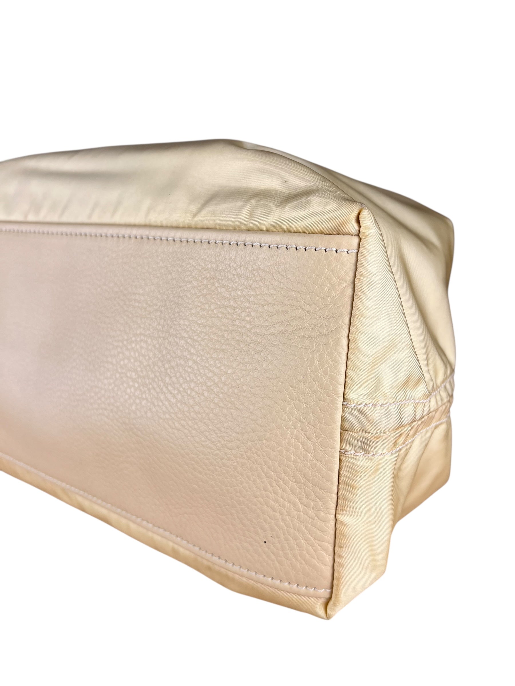 Prada Beige Nylon/Leather Shoulder Bag
