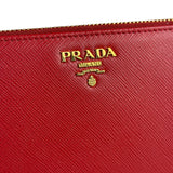 Prada Red Saffiano Leather Long Zippy Wallet