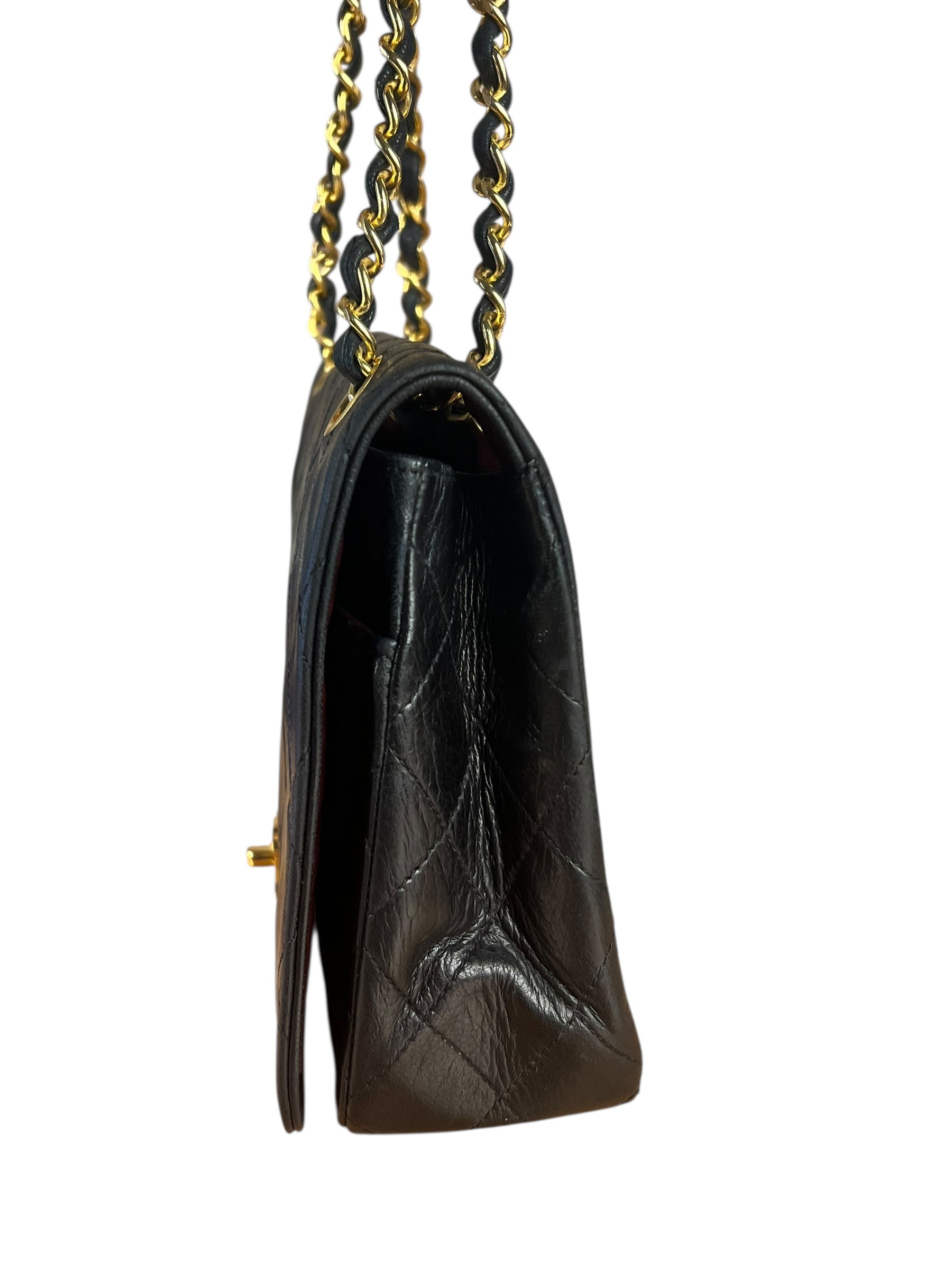 Chanel CC Vintage Black Quilted Chain Flap Bag