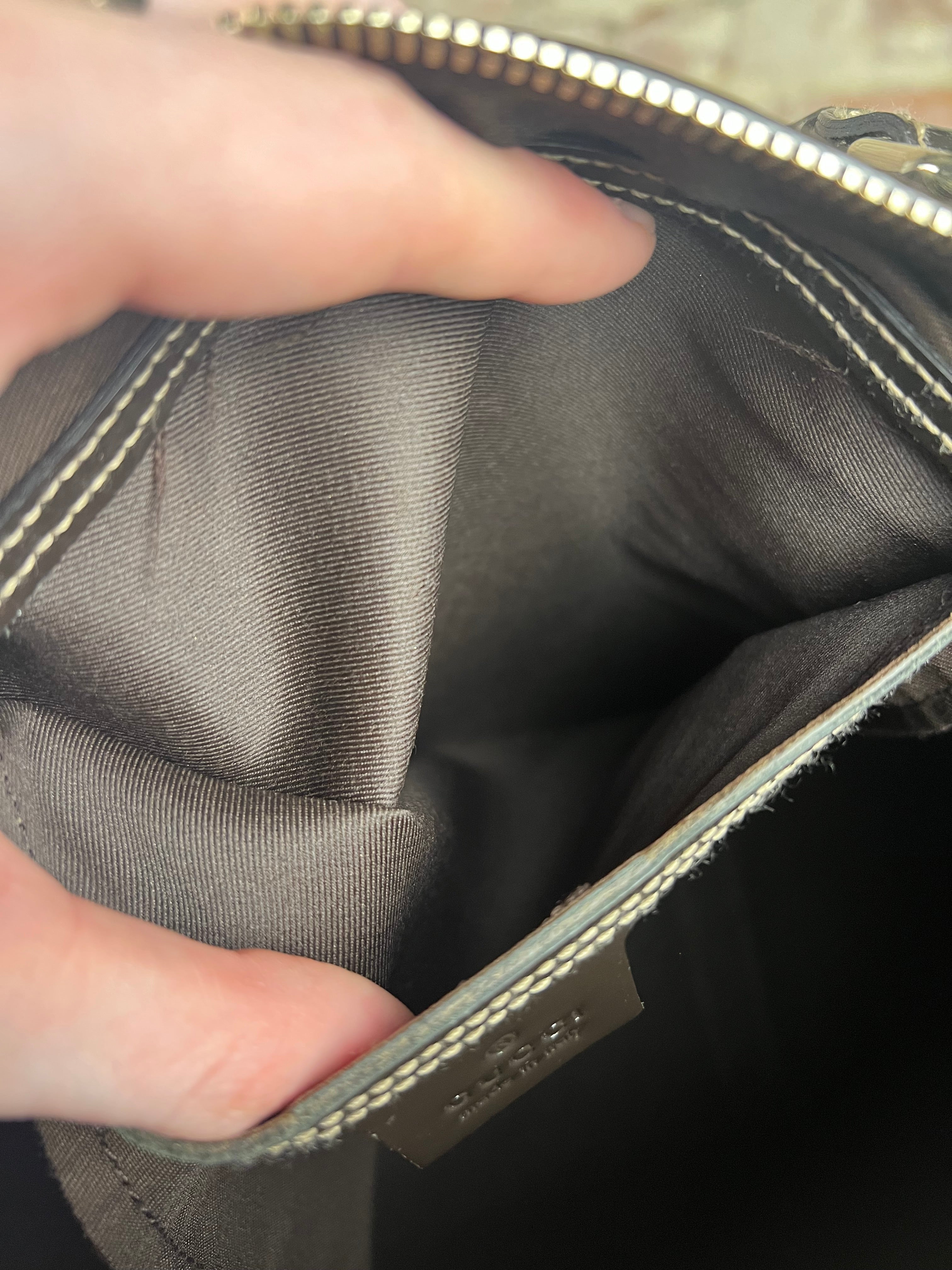 Gucci GG Supreme Coated Boston Bag Dark Brown