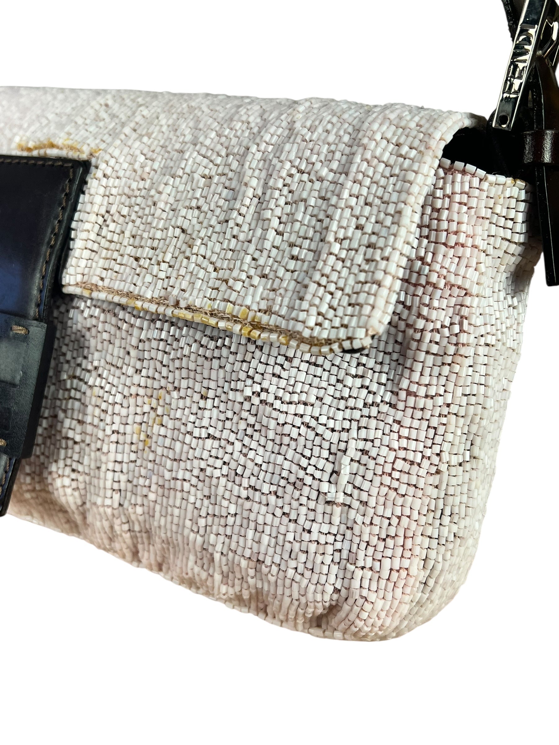 Fendi Pelle Rosa Beaded Baguette