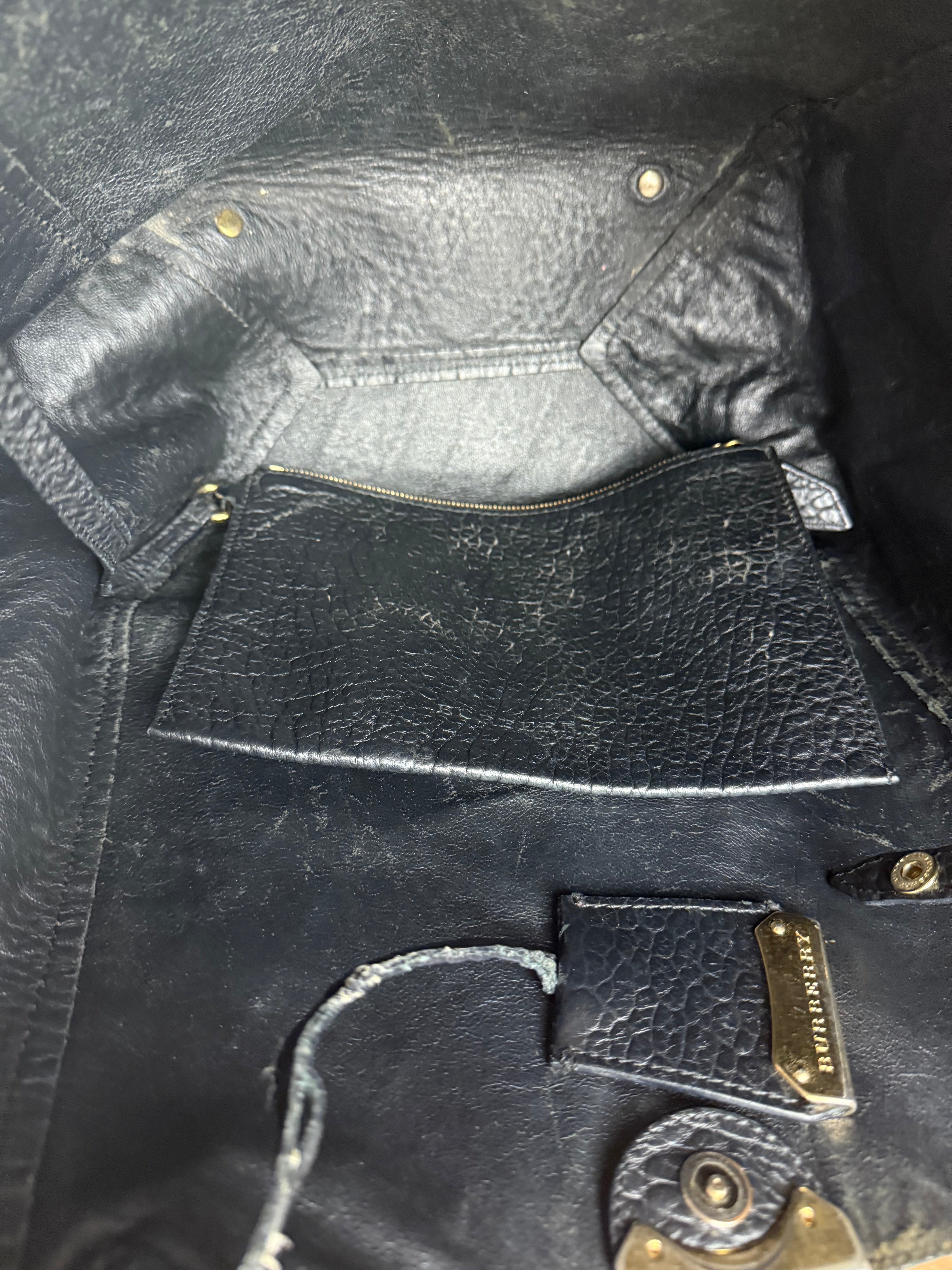 Burberry Black Pebbled Leather Shoulder Bag
