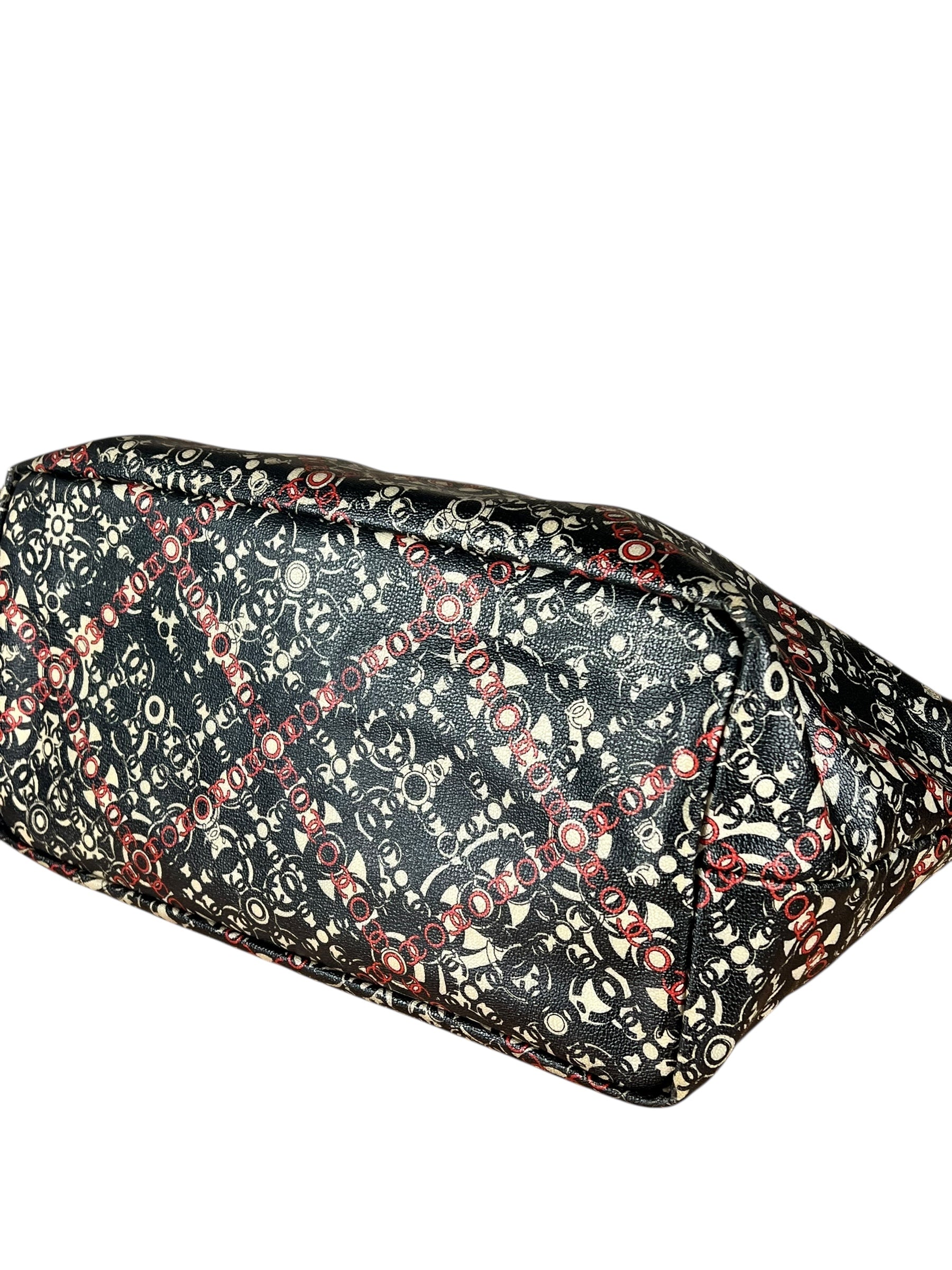Chanel Optic Coco Chainlink Print Shoulder Tote