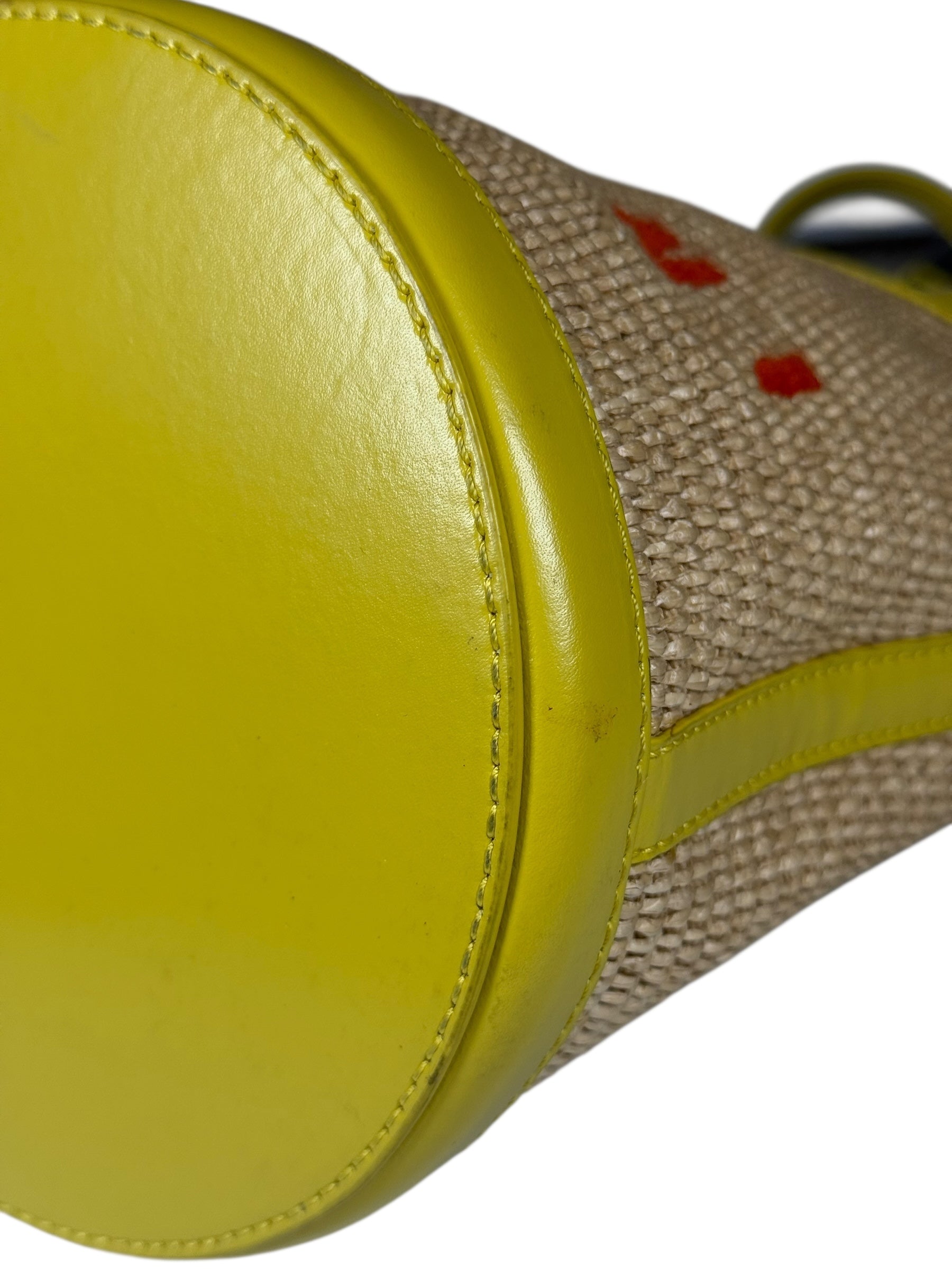 Marni Tropicalia Mini Bucket Bag Raffia with Yellow Trim