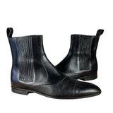 Gucci Black Imprime Pattern Leather Chelsea Boot
