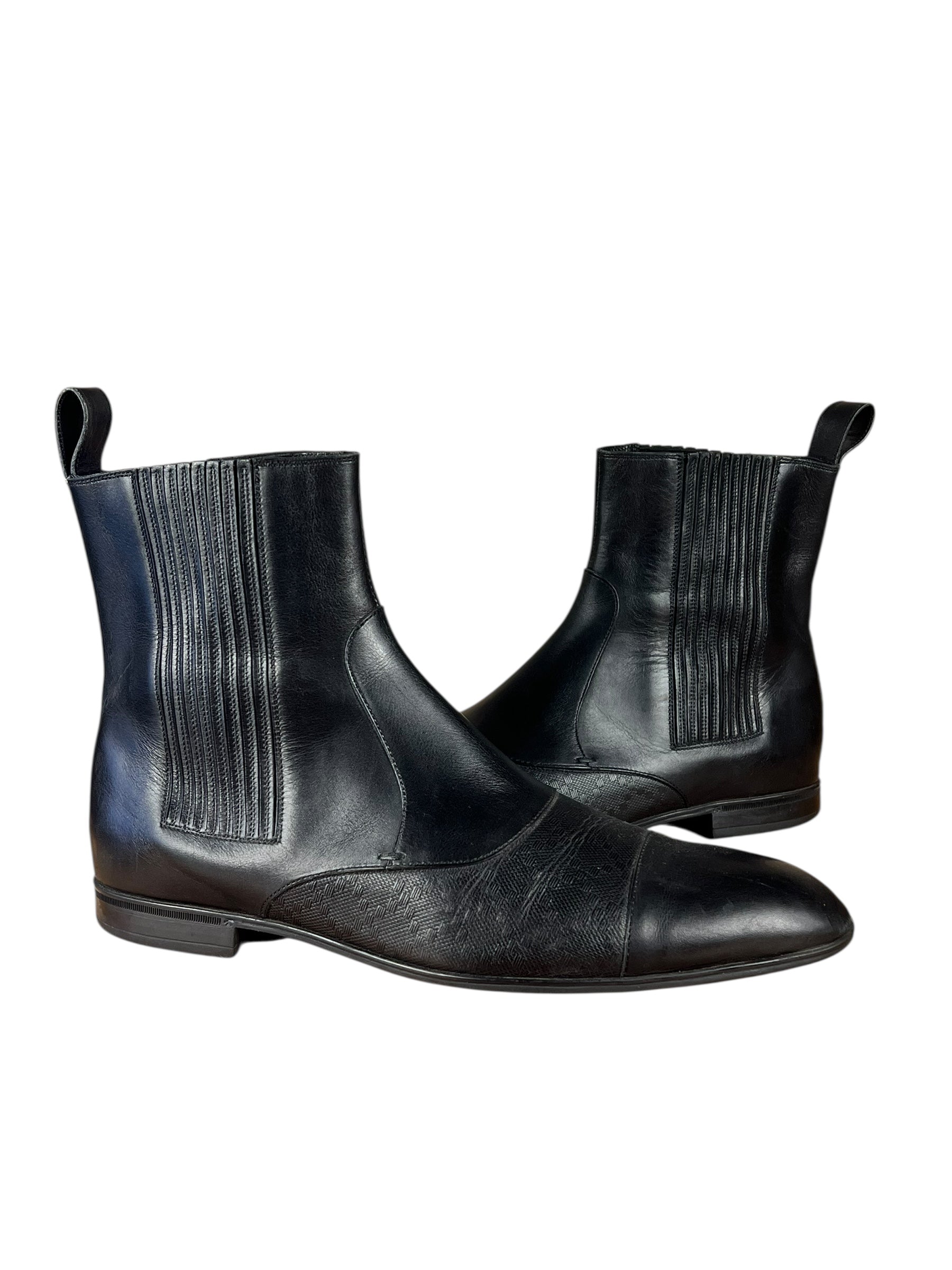 Gucci Black Imprime Pattern Leather Chelsea Boot