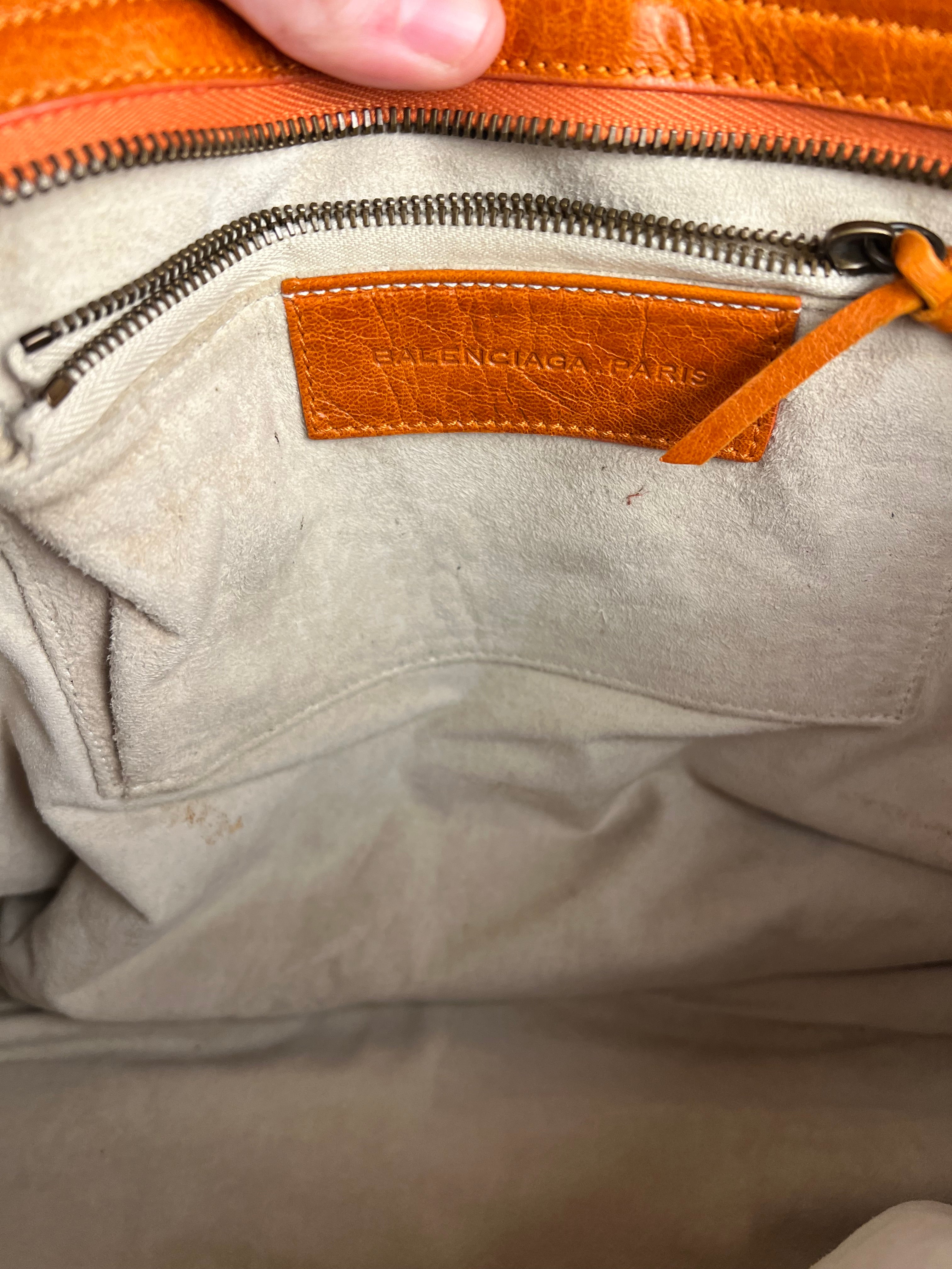 Balenciaga Wool Knit Orange City Bag