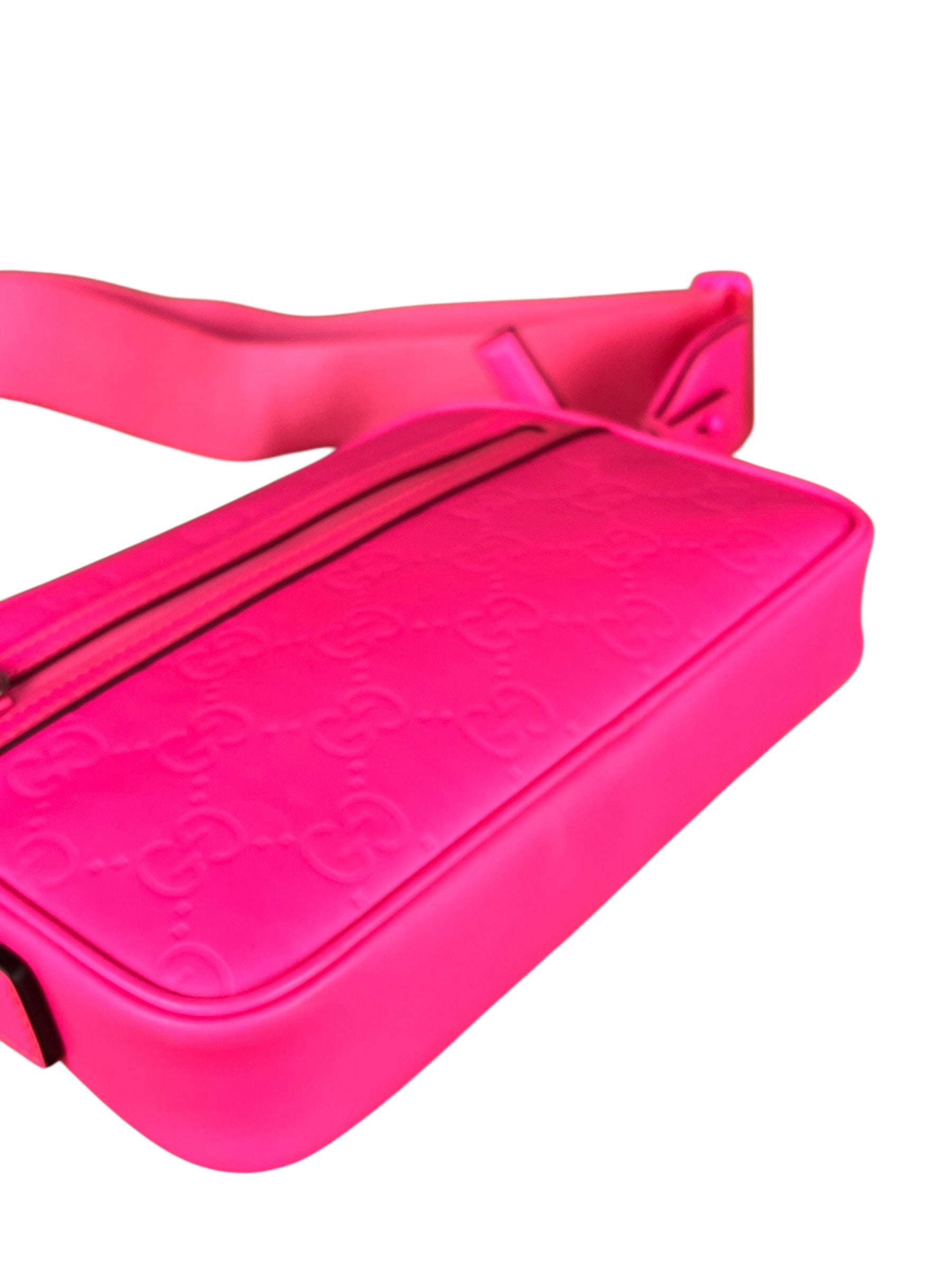 Gucci Hot Pink GG Rubber Effect Crossbody Bag