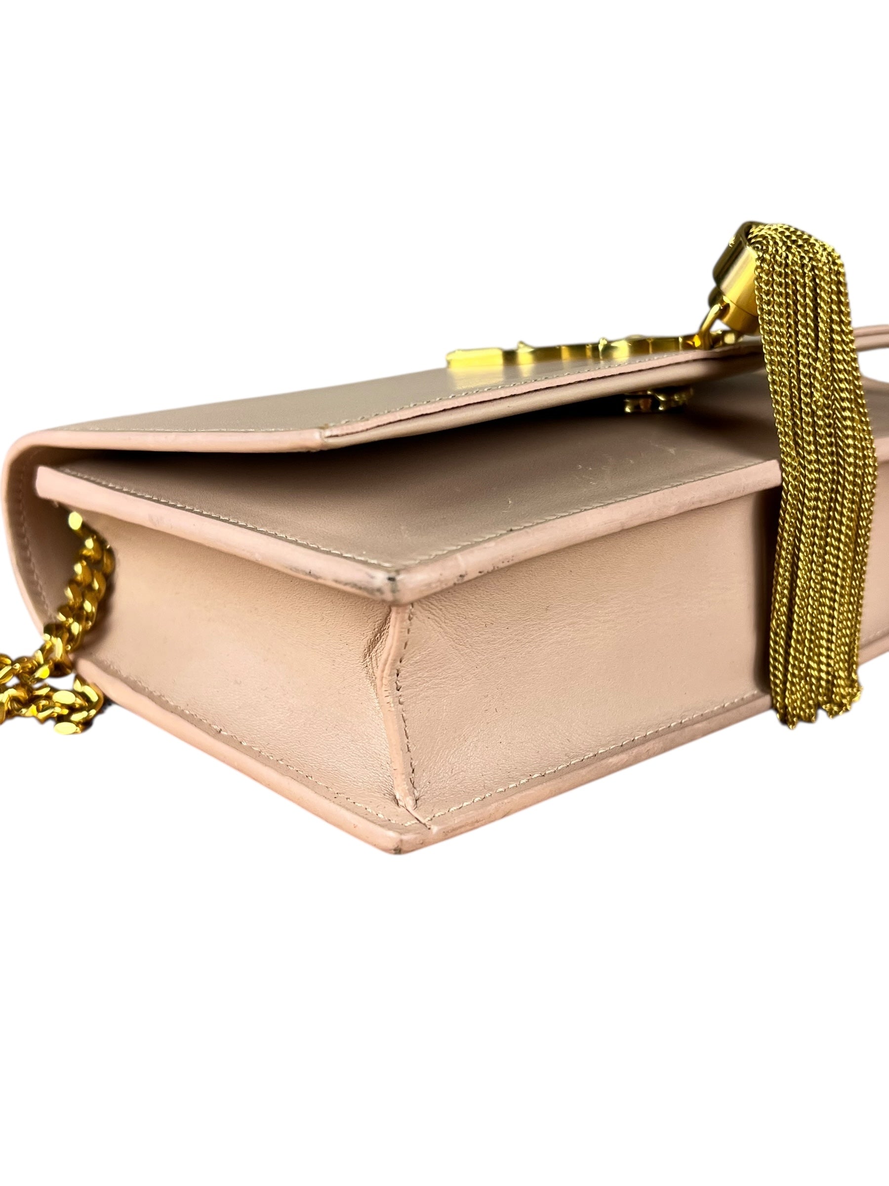 Saint Laurent Smooth Calfskin Monogram Kate Tassel Chain Pink
