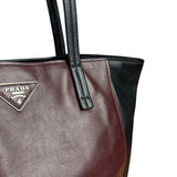 Prada Black/Burgundy Leather Shoulder Tote