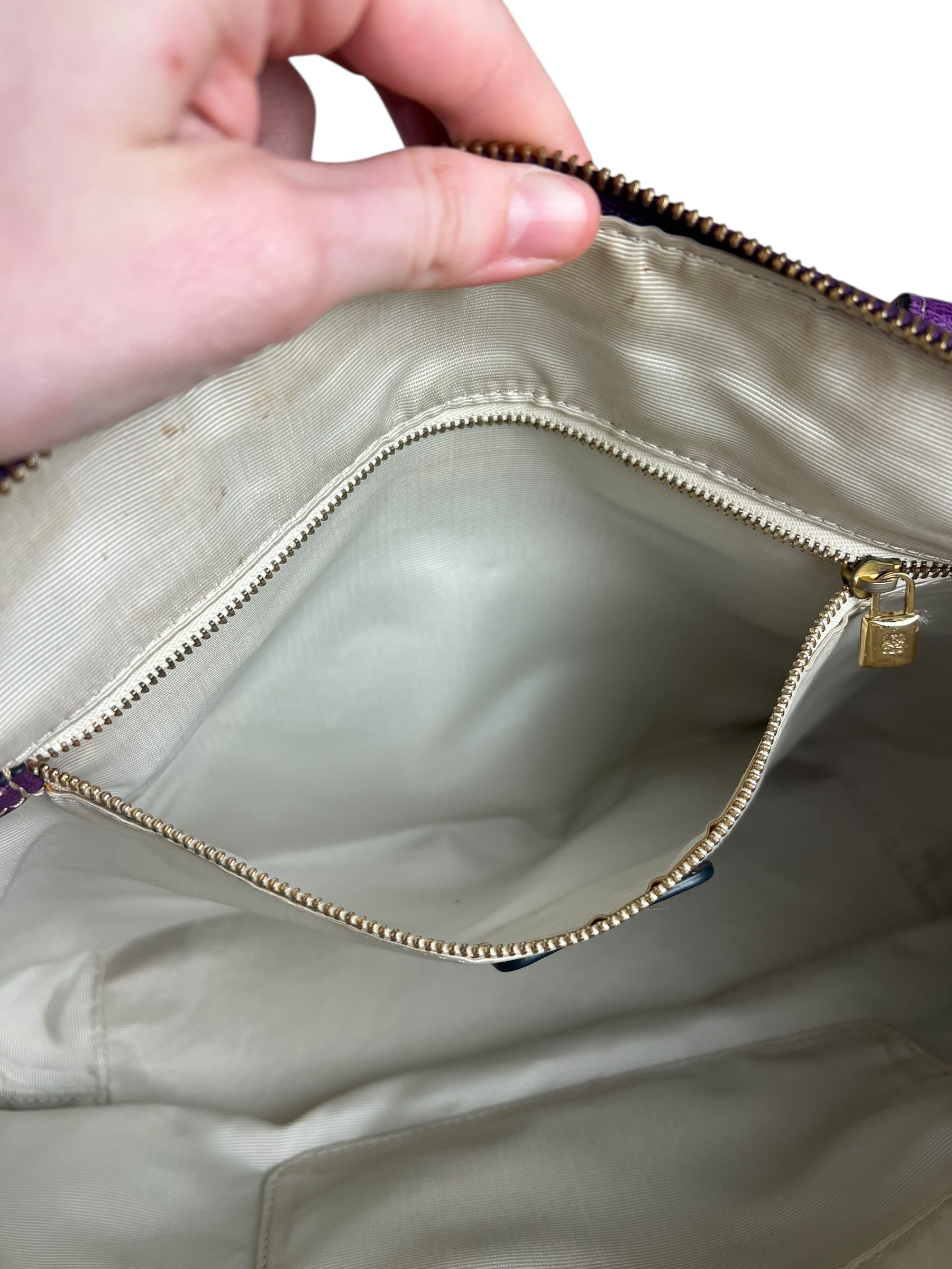 Loewe Vintage Purple Anagram Shoulder Tote