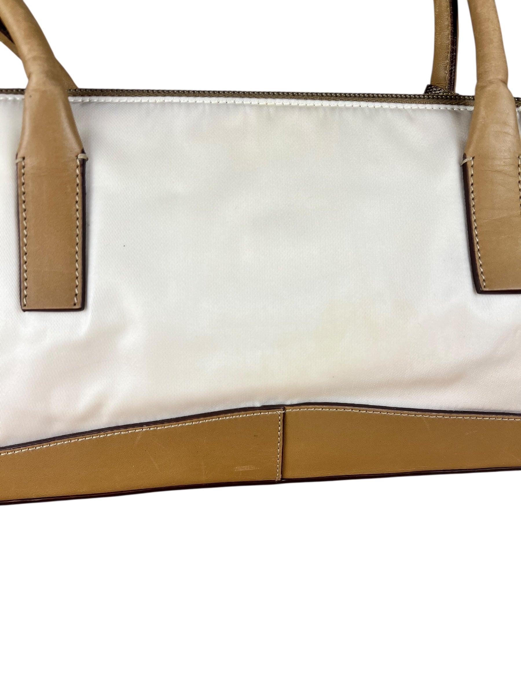 Prada Vintage White/Brown Top Handle Bag