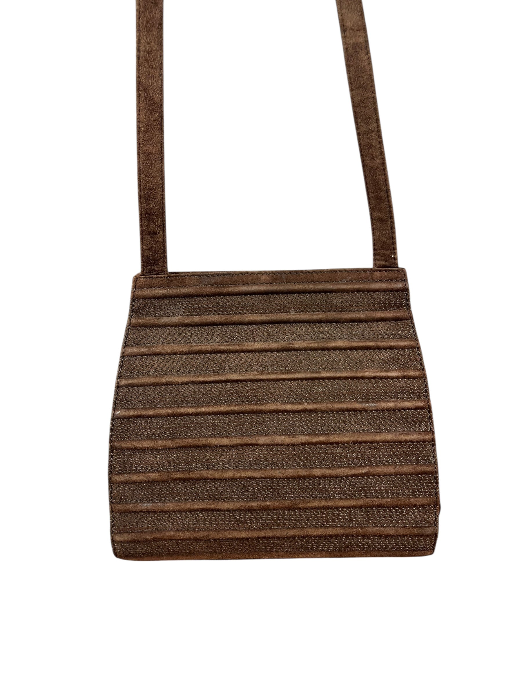 Loewe Vintage Striped Brown Suede Crossbody