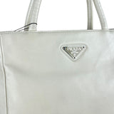 Prada Leather Tote Bag Beige/Ivory