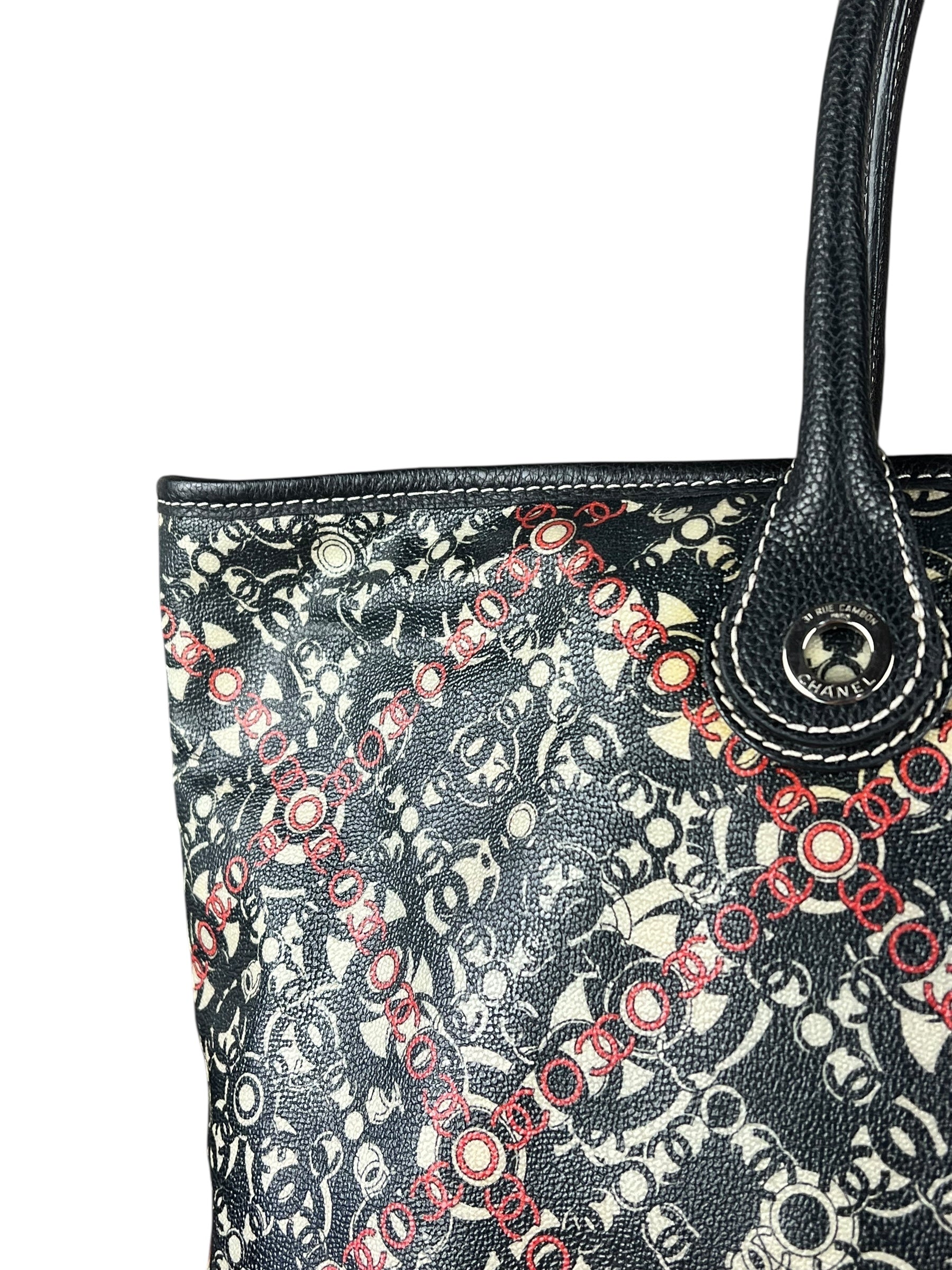 Chanel Optic Coco Chainlink Print Shoulder Tote