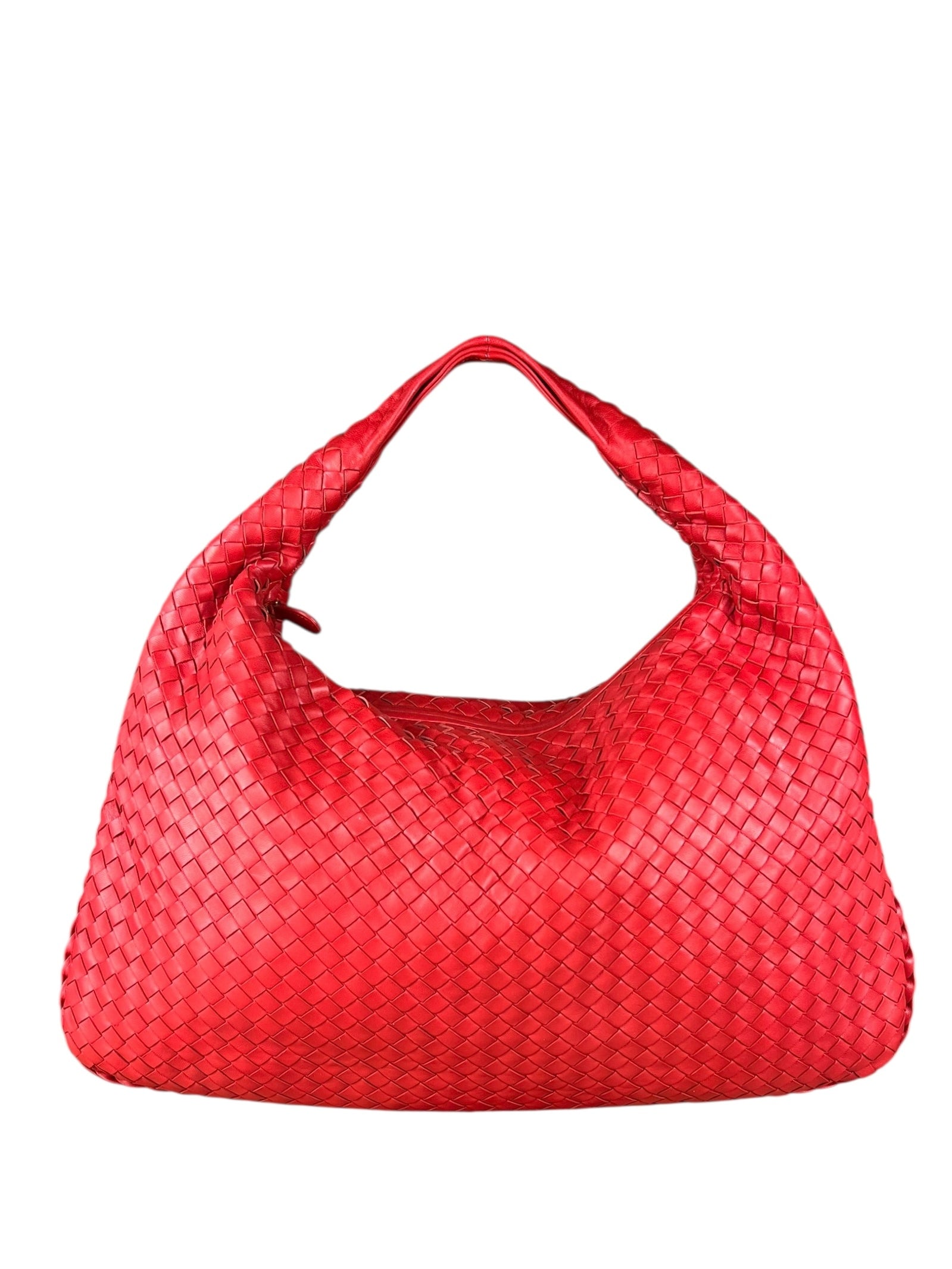 Bottega Veneta Large Intreccio Hobo Bag Red