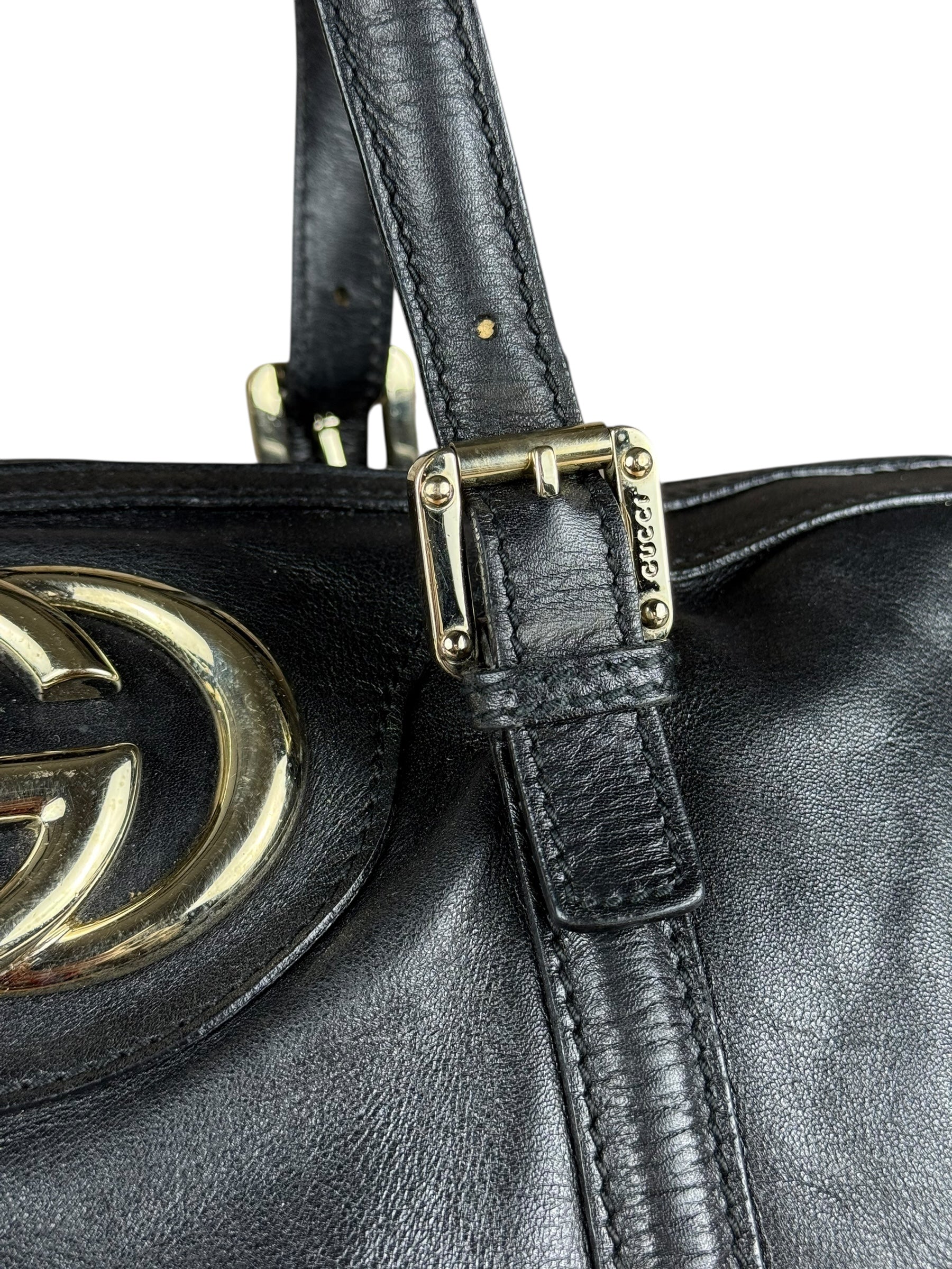 Gucci Britt Leather Boston Bag