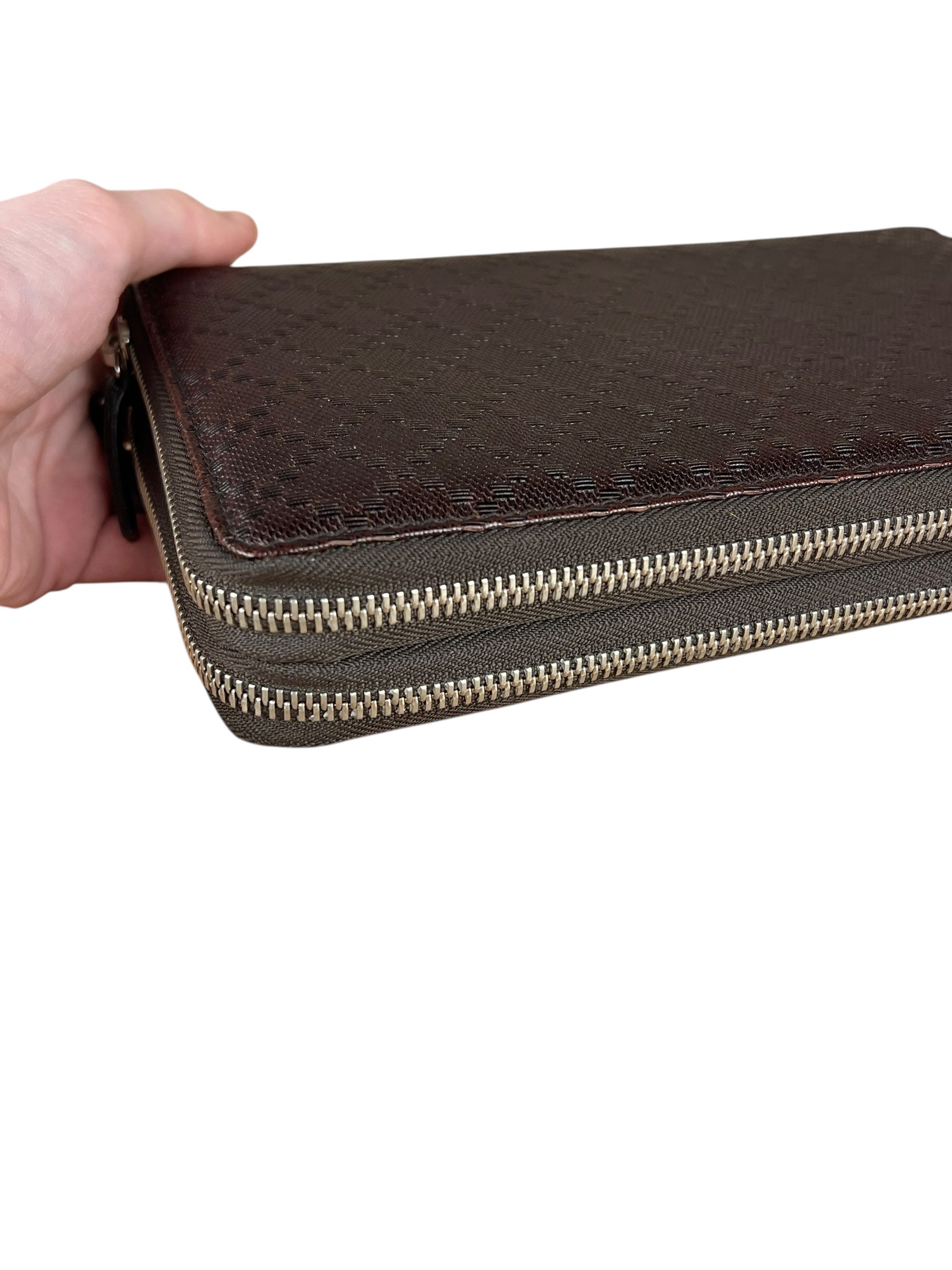 Gucci Diamante Leather Zippy Top Handle Organizer