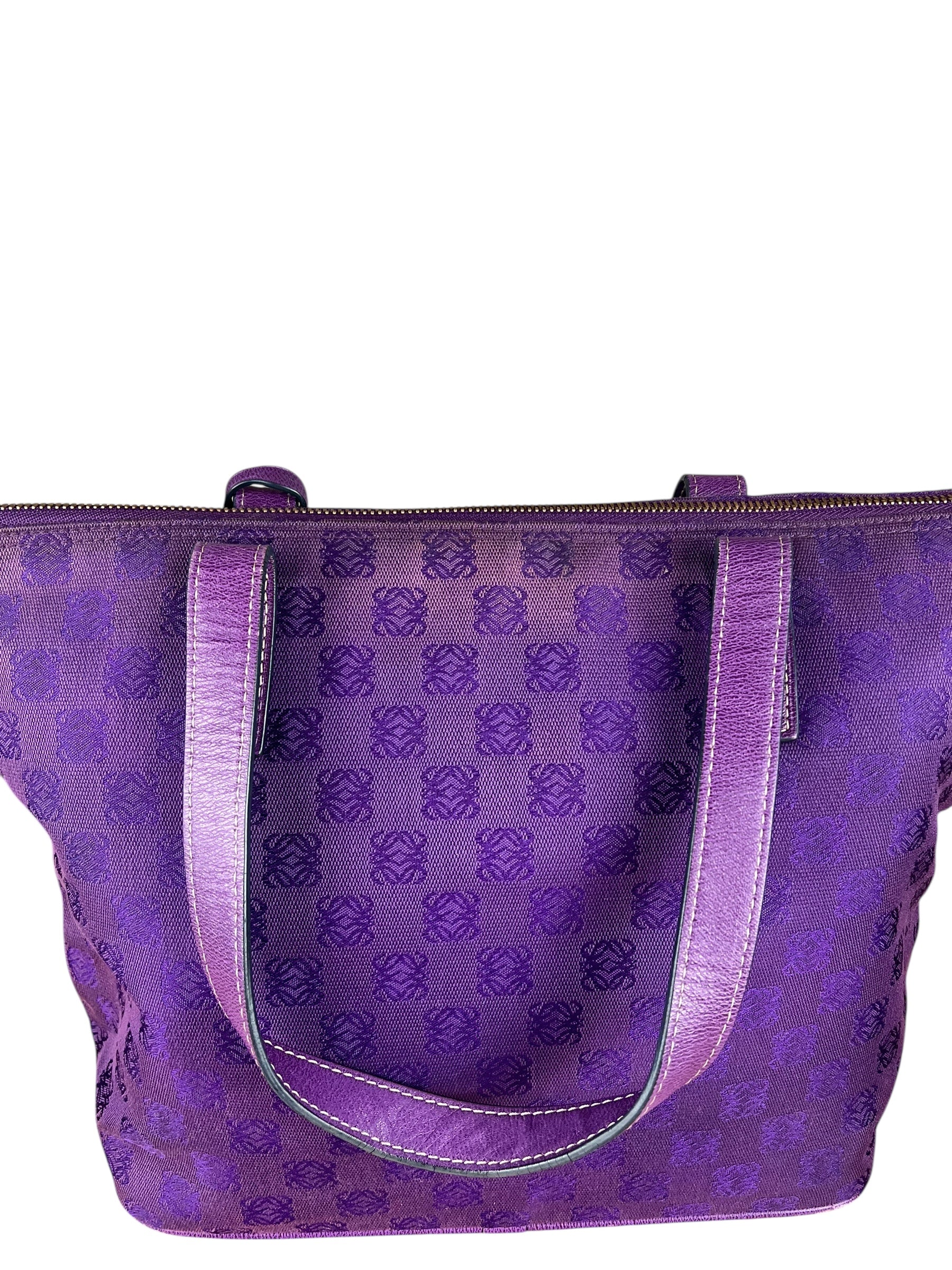 Loewe Vintage Purple Anagram Shoulder Tote
