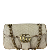 Gucci Raffia Snake-Trimmed Marmont Chain Bag