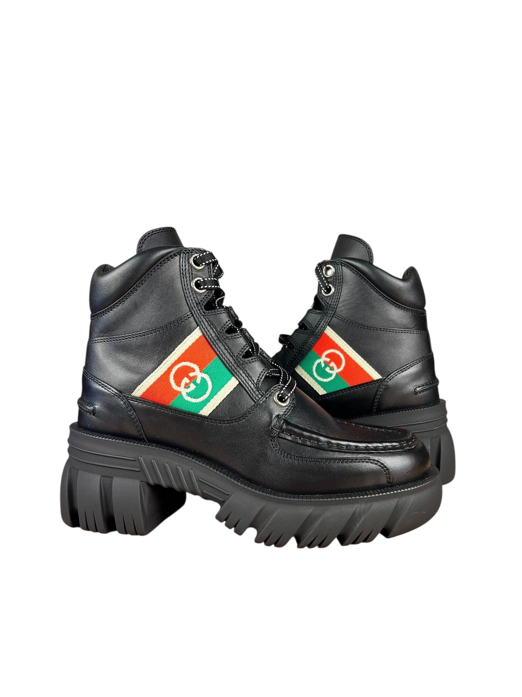 Gucci Romans Leather Interlocking G Ankle Boots