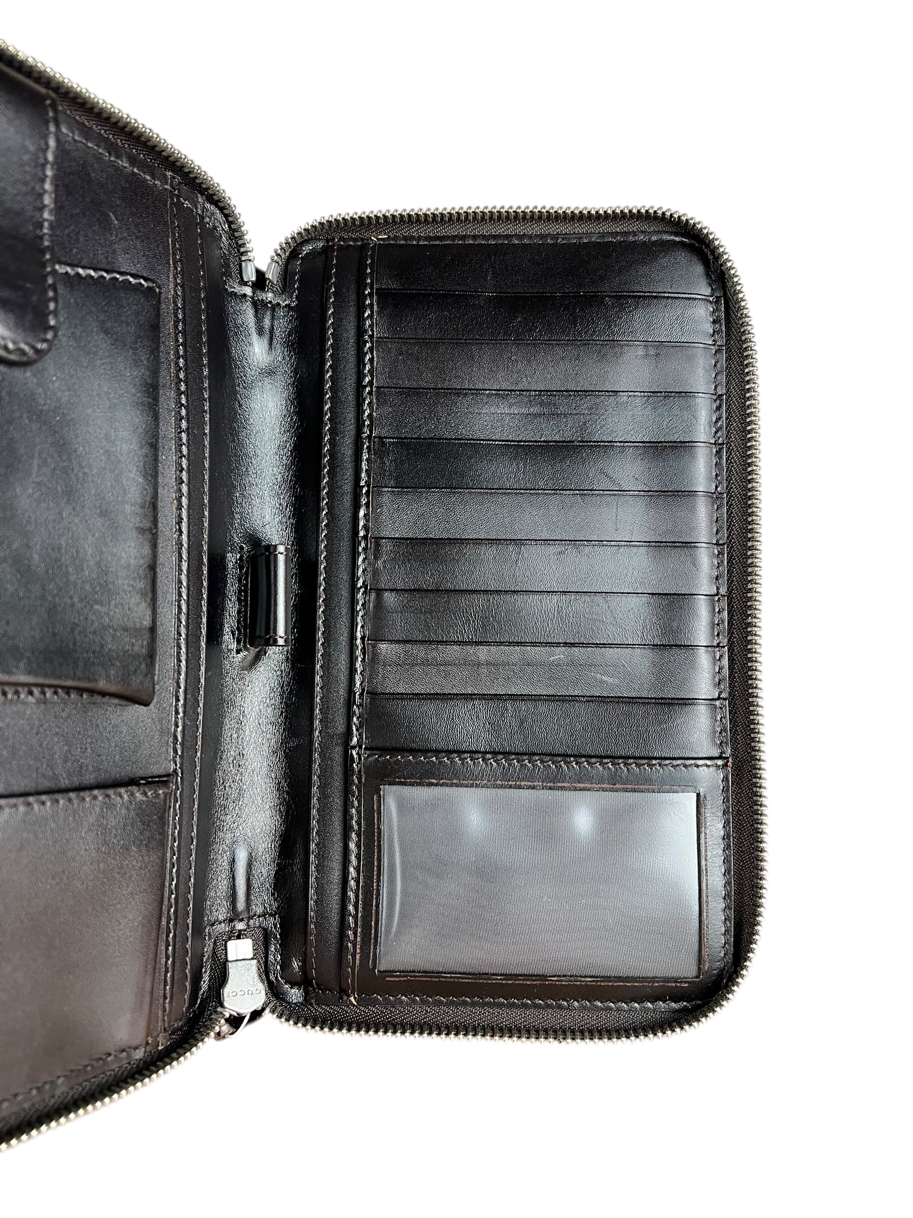 Gucci Diamante Leather Zippy Top Handle Organizer