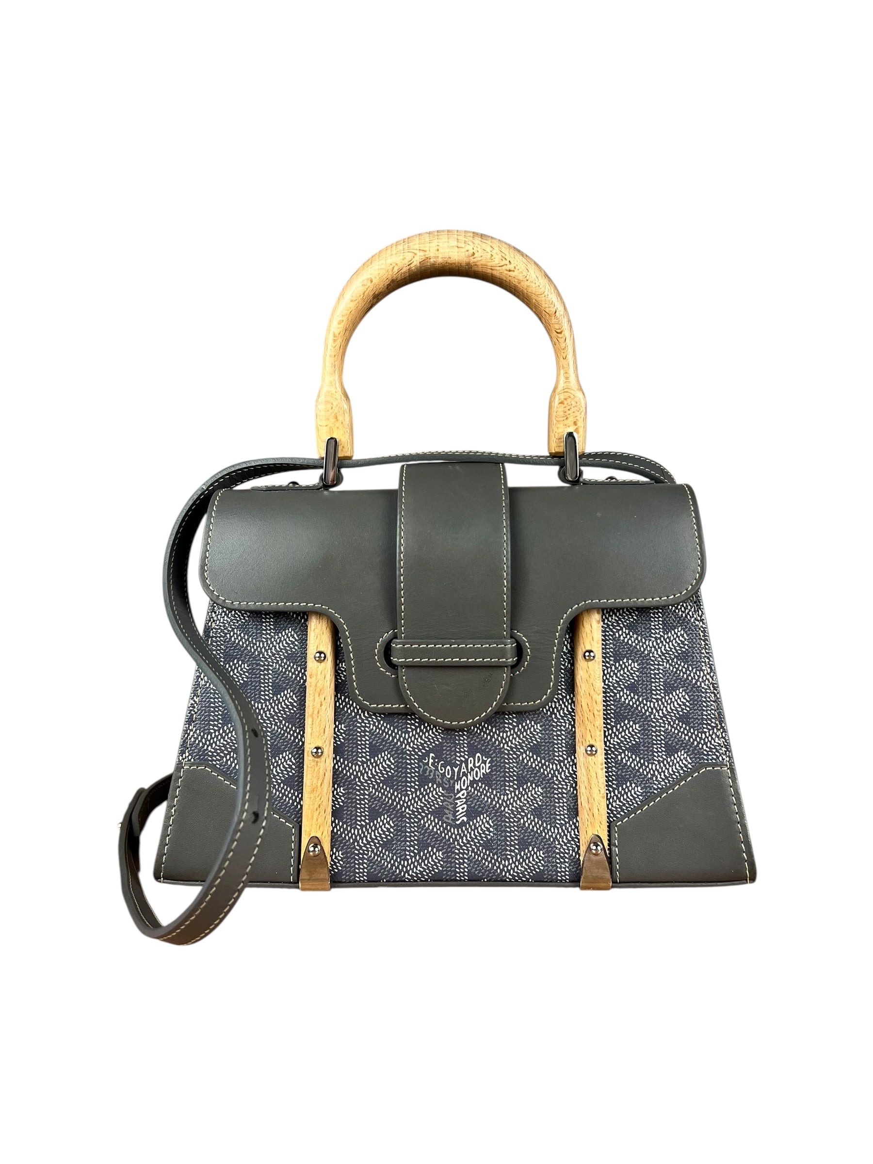 Goyard Mini Grey Goyardine Saigon Top Handle Bag