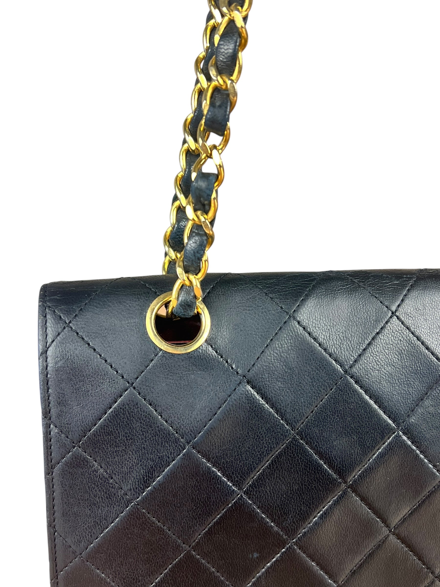 Chanel CC Vintage Black Quilted Chain Flap Bag