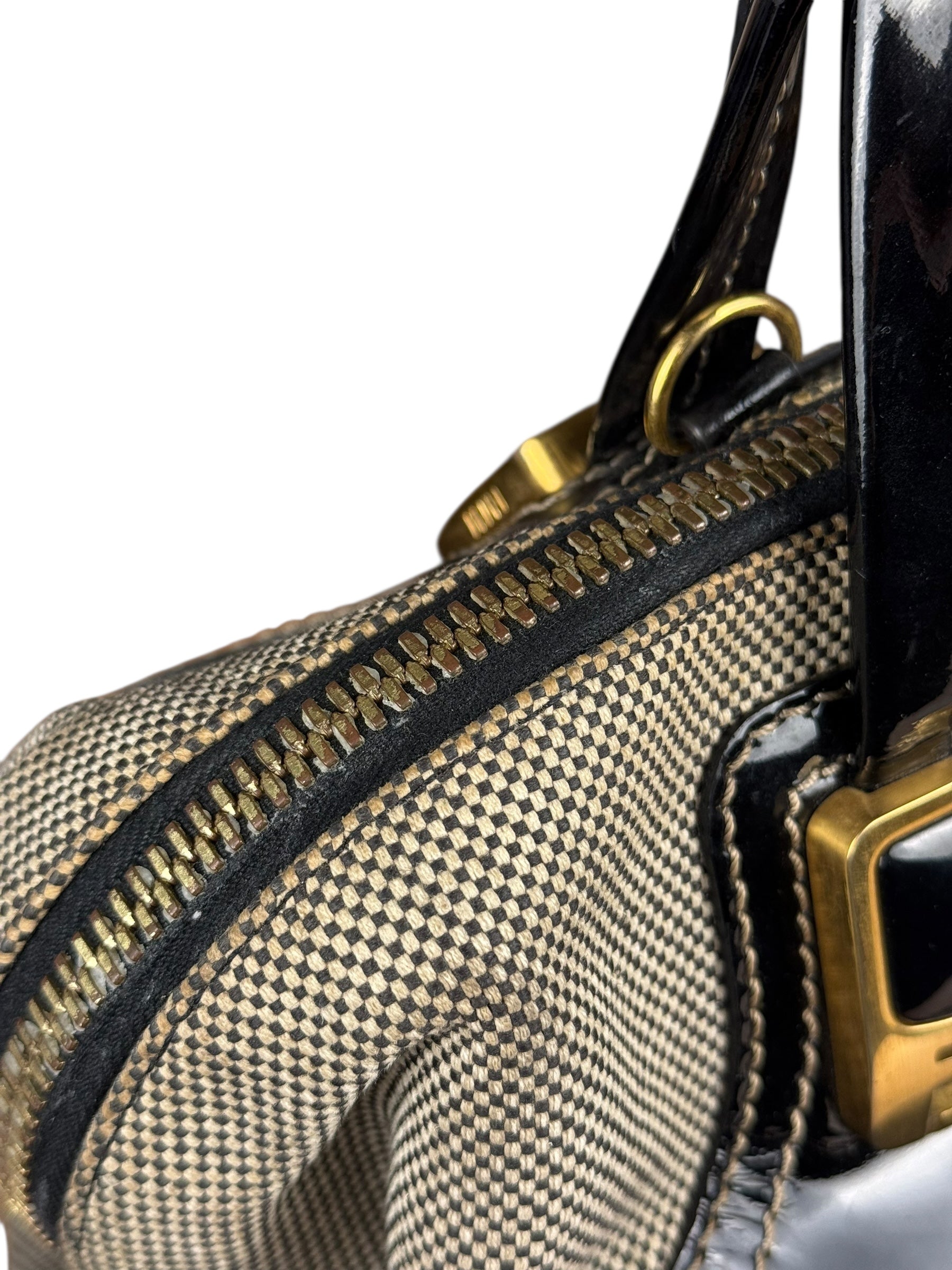 Fendi vintage Chameleon Black Patent Leather Handbag