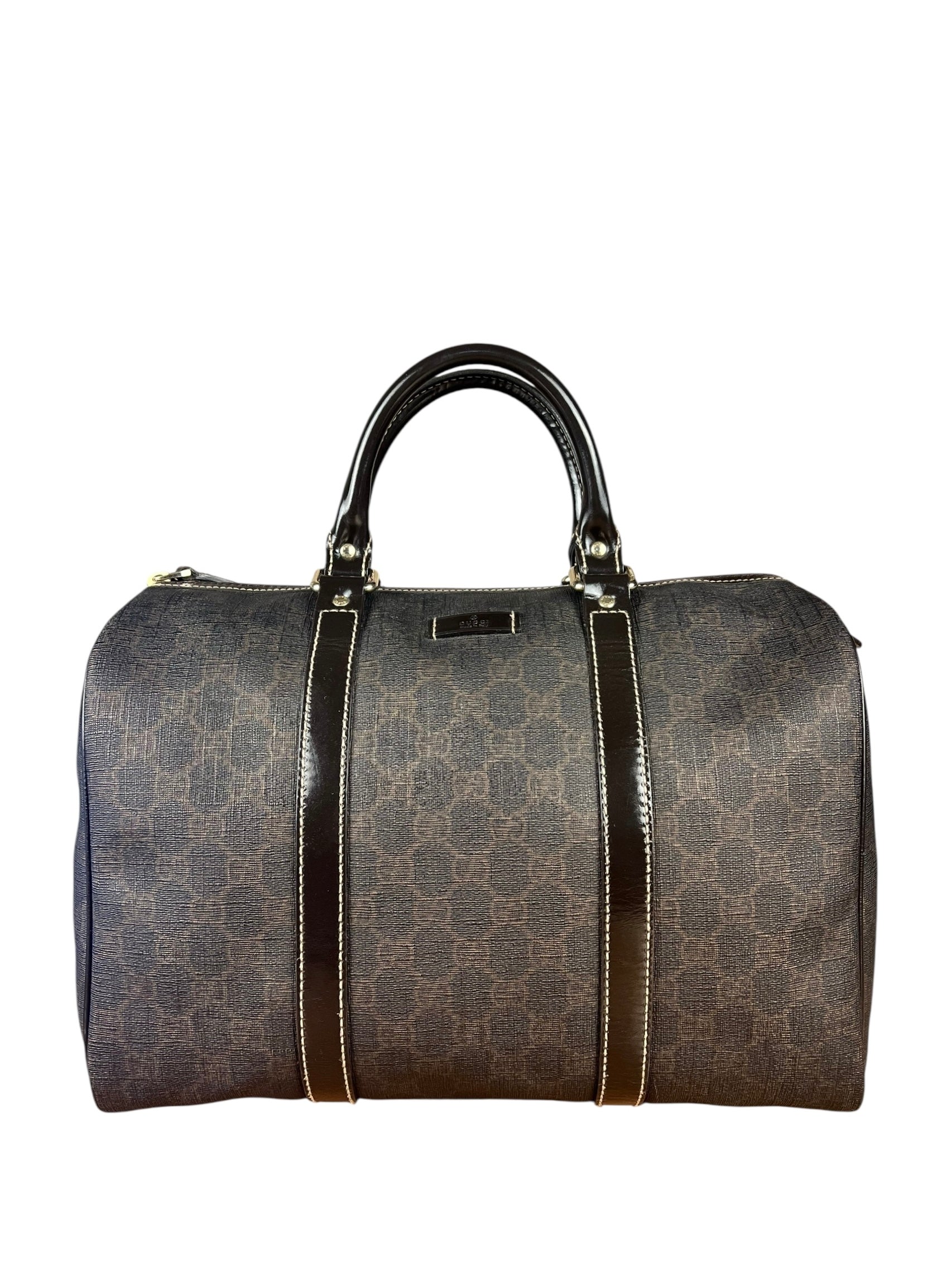 Gucci GG Supreme Coated Boston Bag Dark Brown