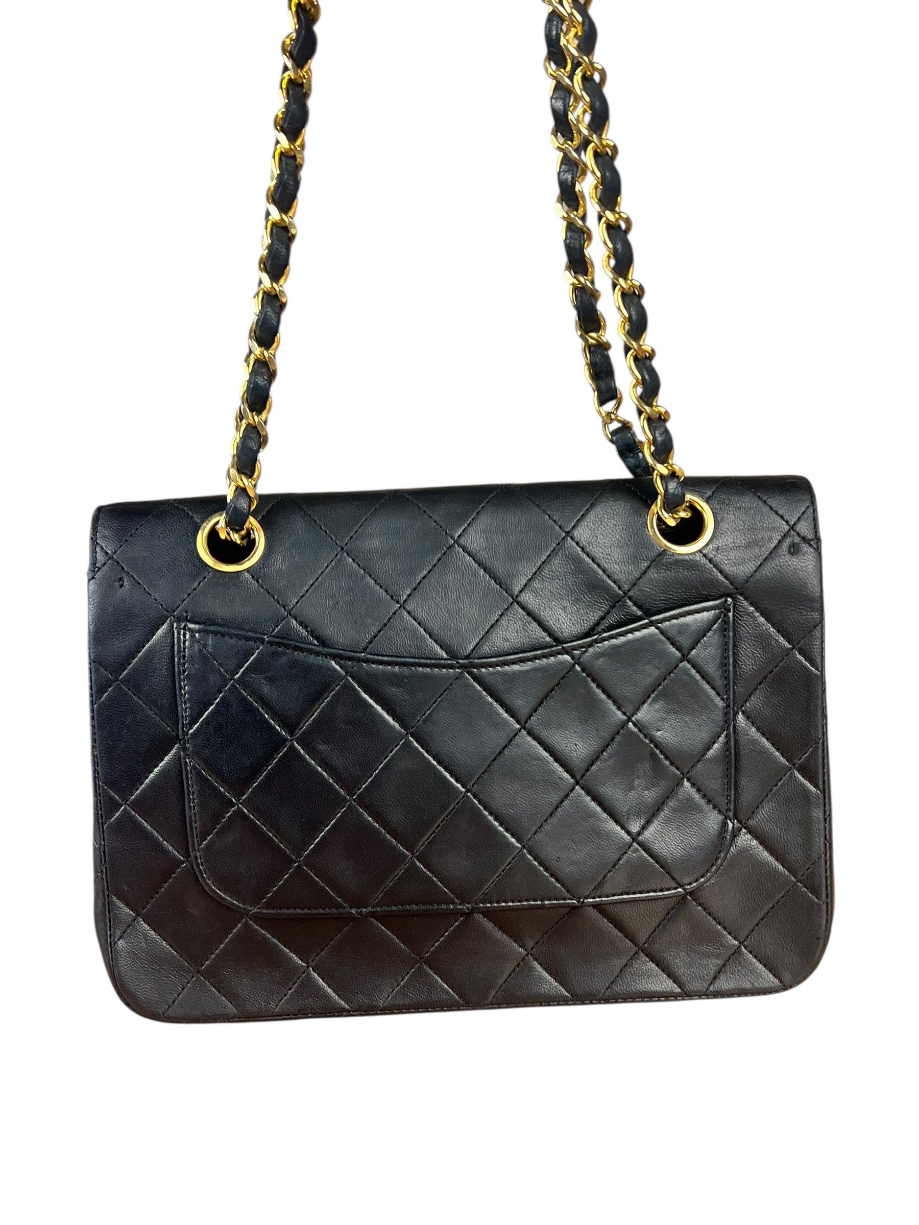 Chanel CC Vintage Black Quilted Chain Flap Bag