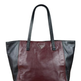 Prada Black/Burgundy Leather Shoulder Tote