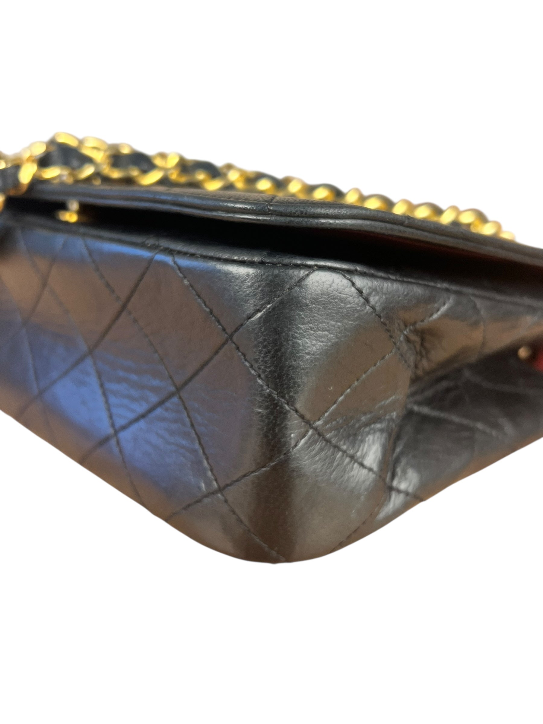 Chanel CC Vintage Black Quilted Chain Flap Bag