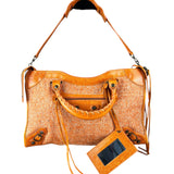Balenciaga Wool Knit Orange City Bag