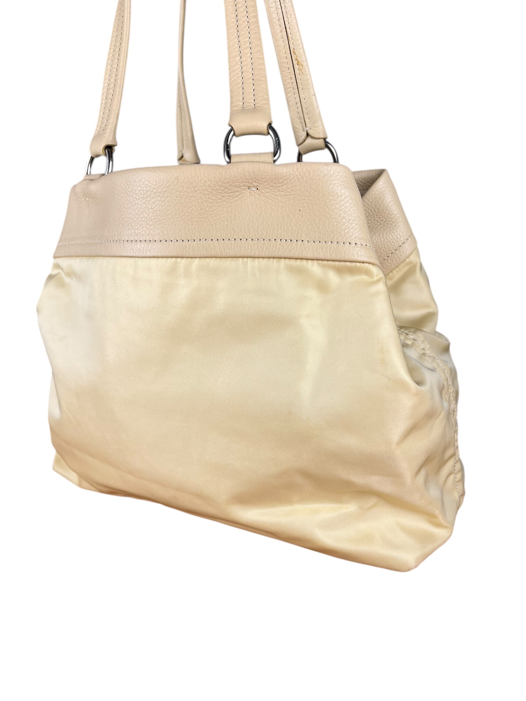 Prada Beige Nylon/Leather Shoulder Bag